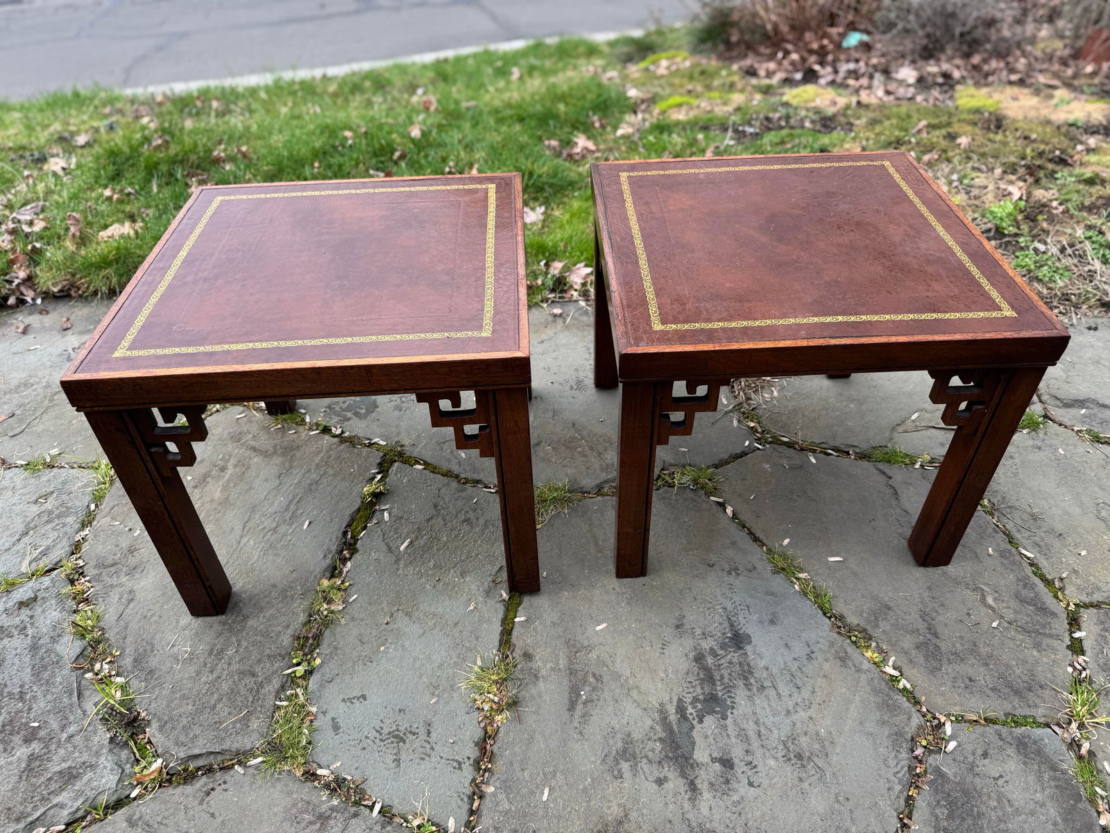 Mahogany Chinoiserie Side Tables With Gold Inlay, a Pair - 8