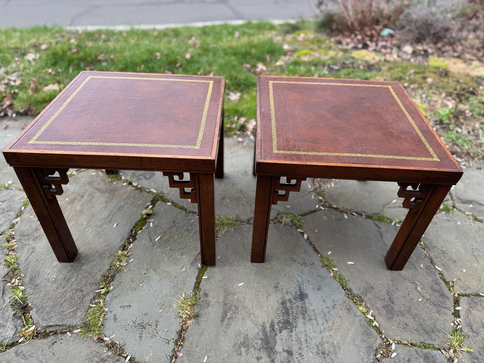 Mahogany Chinoiserie Side Tables With Gold Inlay, a Pair - 9