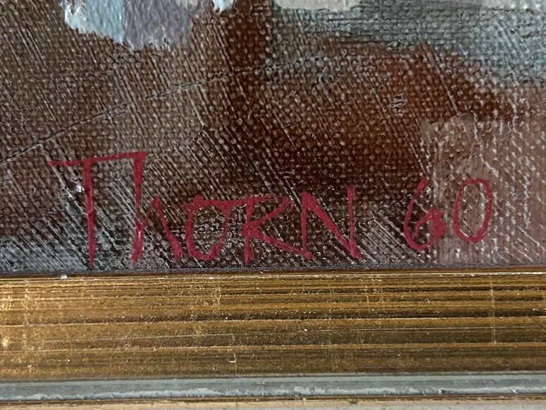 Anthony Thorn Vintage Oil Painting "Harbor Scene" 1960, Signed, Canadian Artist - 2