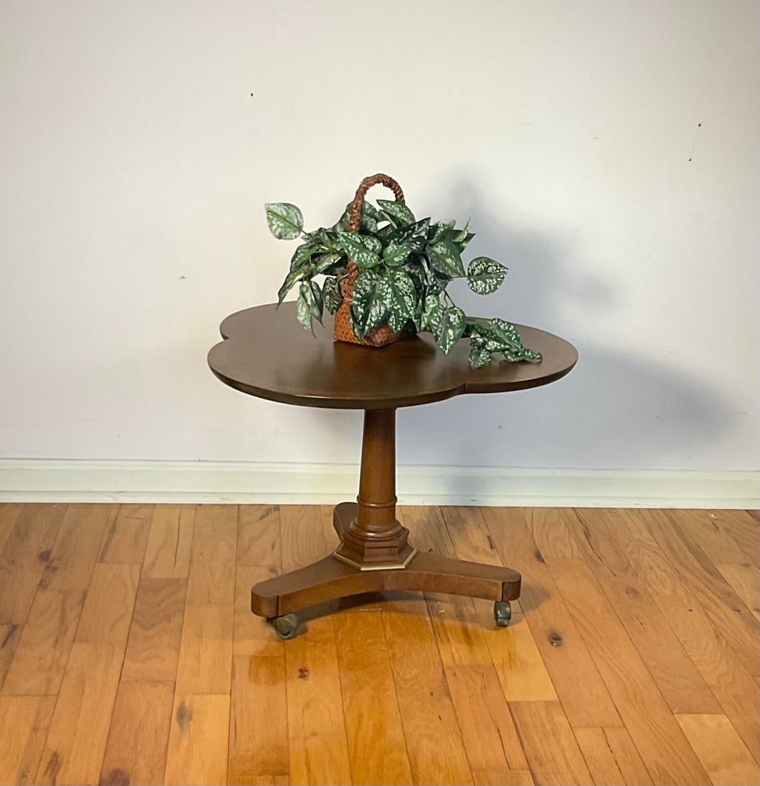 Pair Gueridon Walnut & Burl SideTables, Pansy Flower, Glass Tops Optional - Circa 1950s - 10