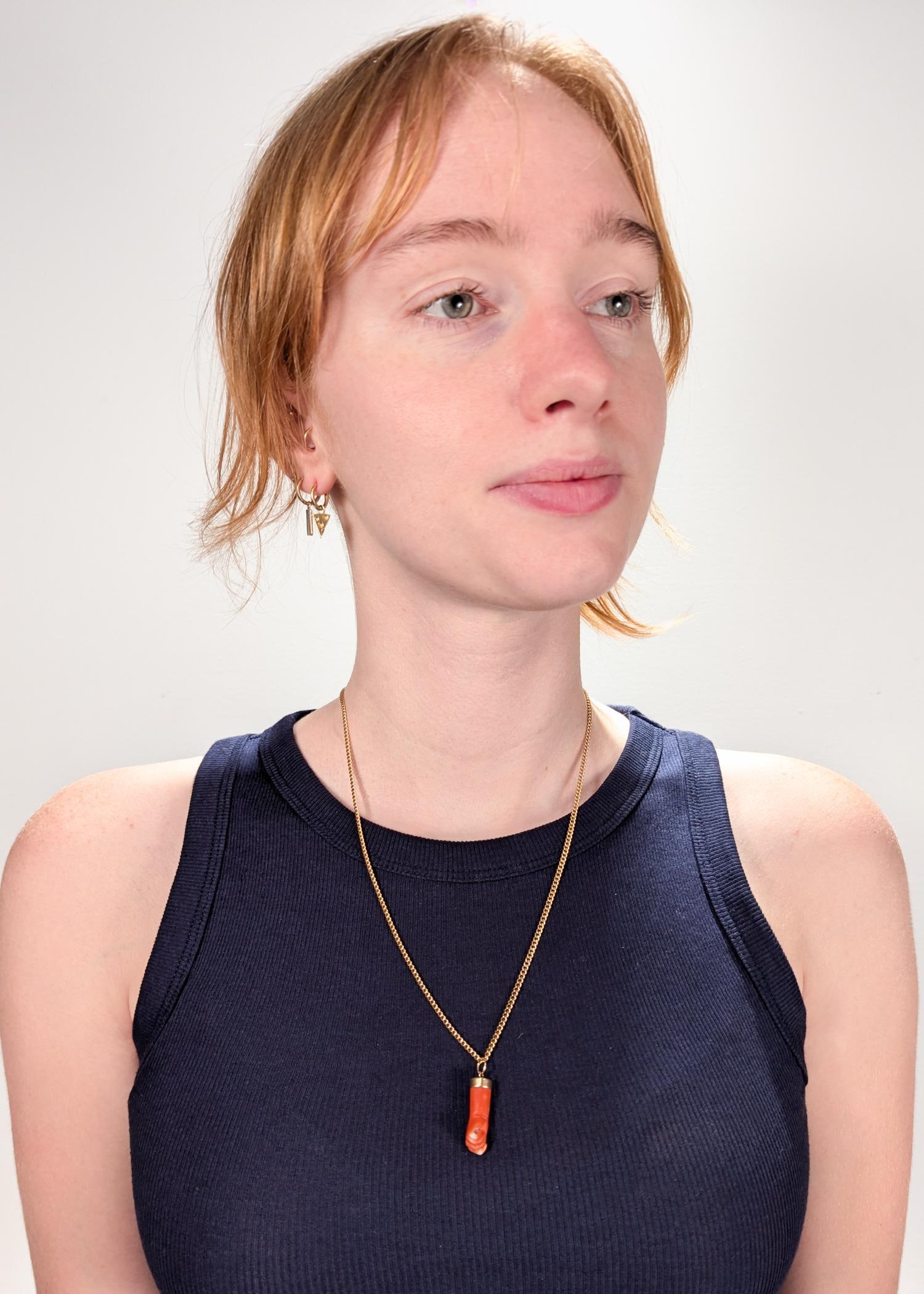 14k Gold & Coral Victorian Style Figural Hand / Fist Pendant or Charm - 2