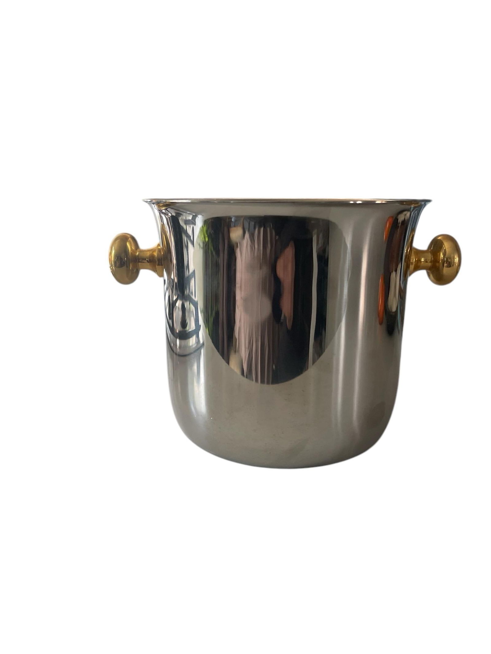 Vintage Champagne Bucket With 24k Gold Plated Handles Made in Italy - 3