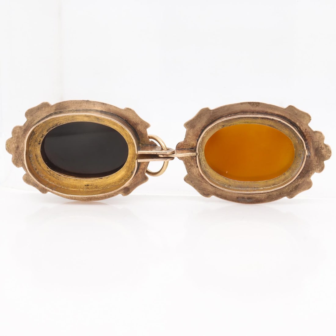 Antique Victorian 14k Gold & Agate Cabochon Double-Sided Locket Pendant - 12