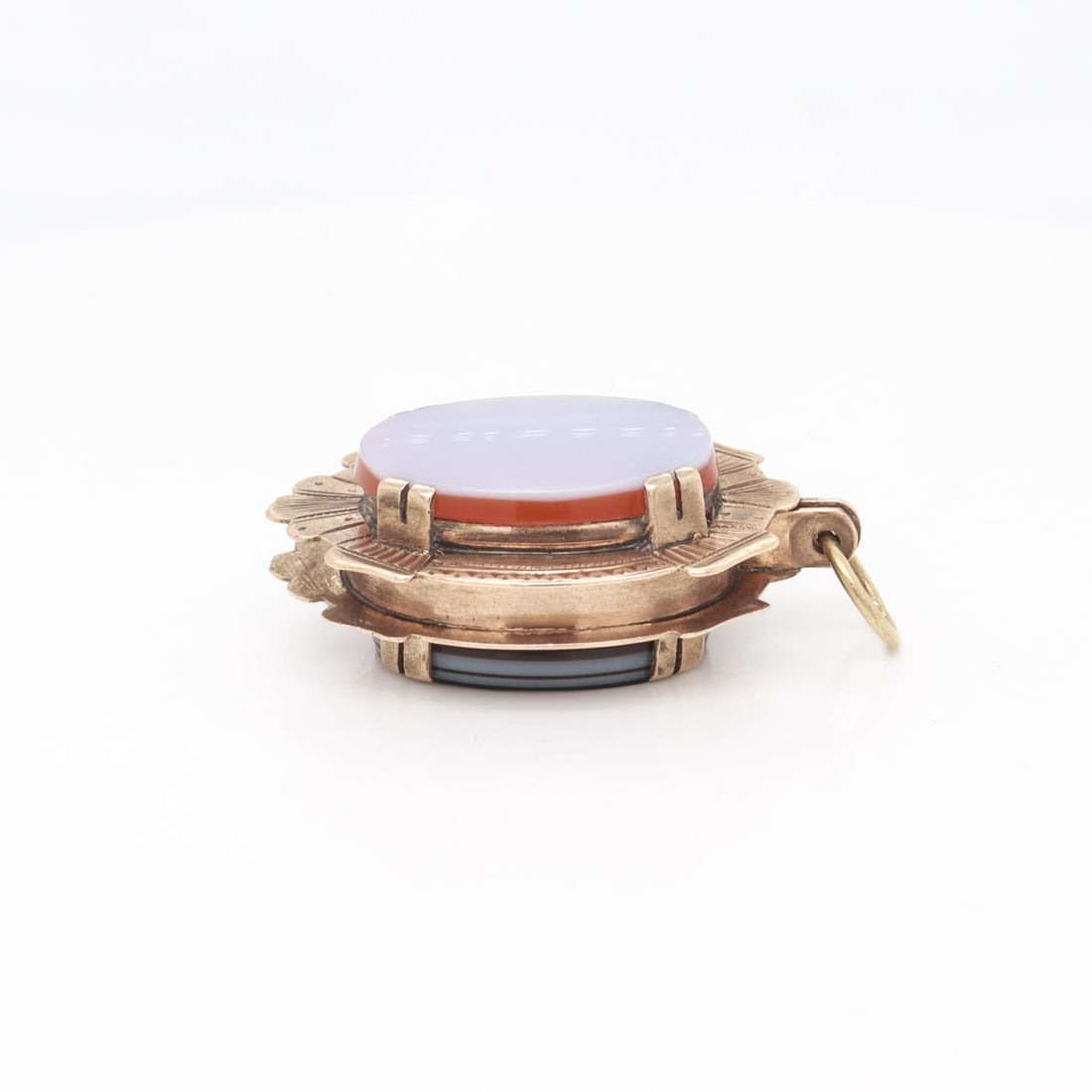 Antique Victorian 14k Gold & Agate Cabochon Double-Sided Locket Pendant - 9