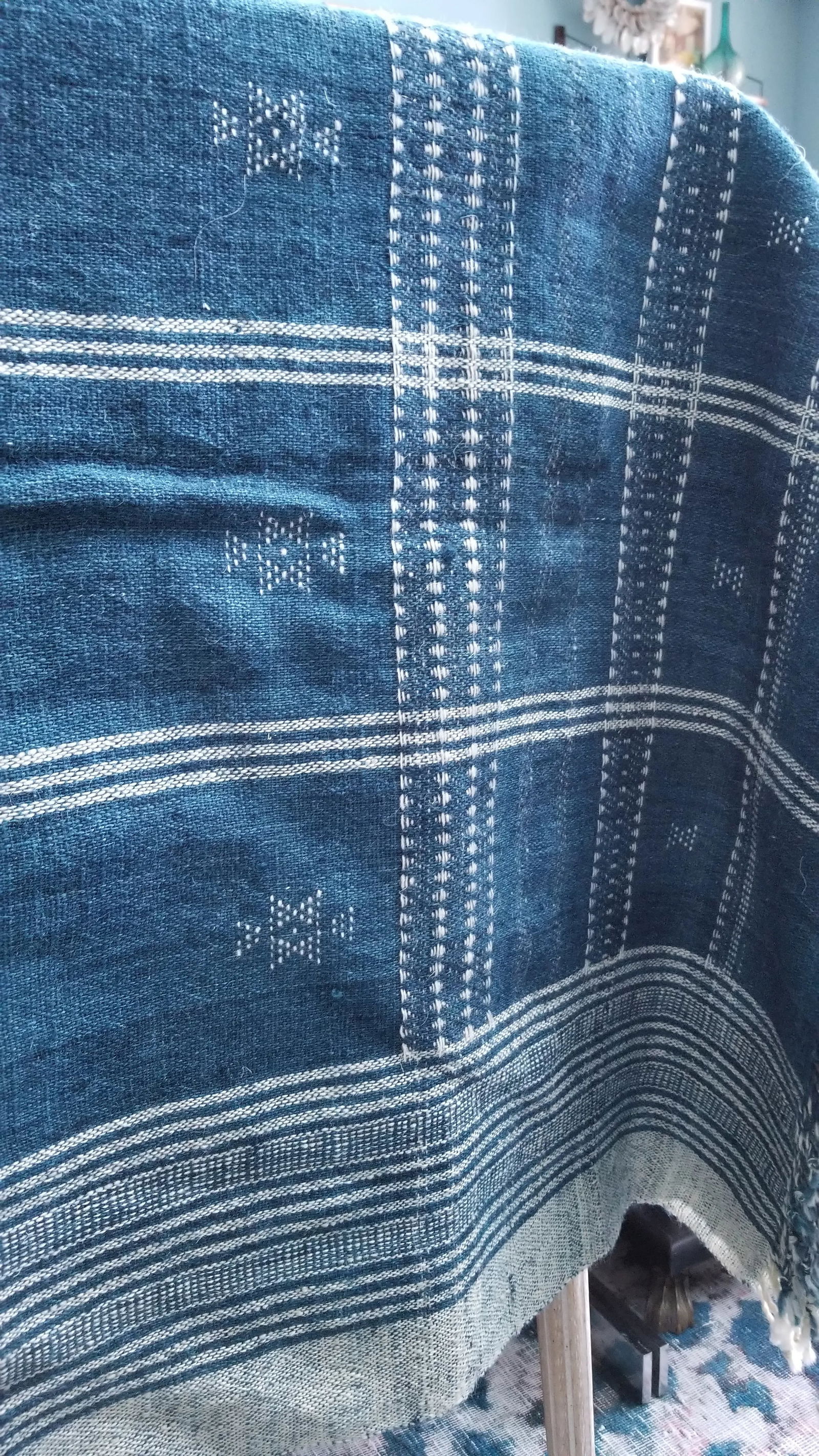 Indigo With Shell Kutch Throw - 6