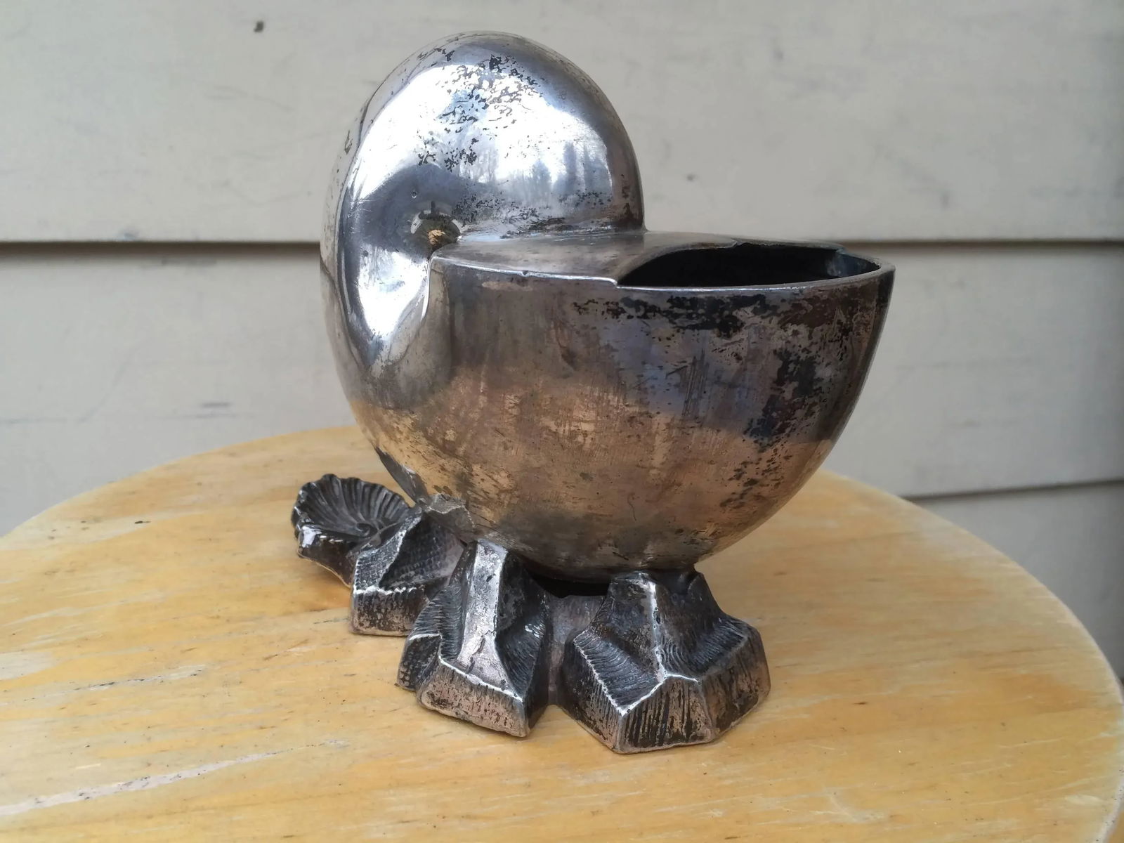 English Silver Plated Nautilus Shell Spoon Warmer - 3