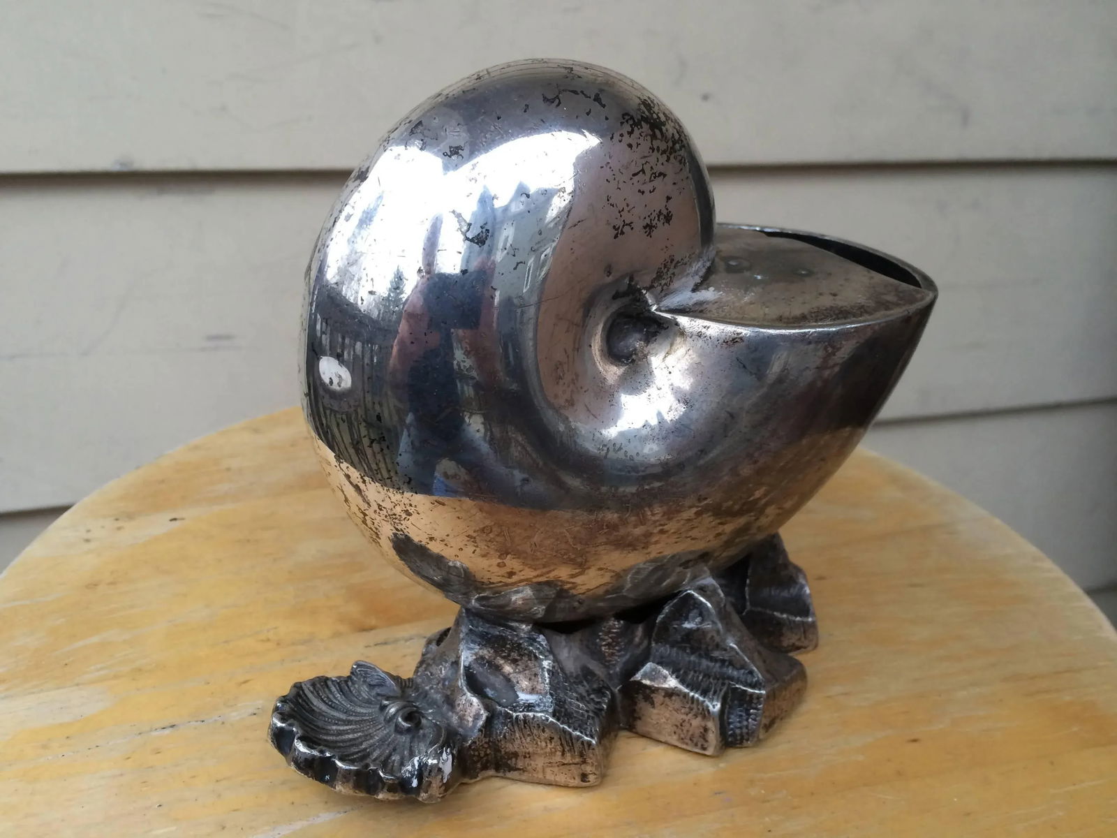 English Silver Plated Nautilus Shell Spoon Warmer - 4