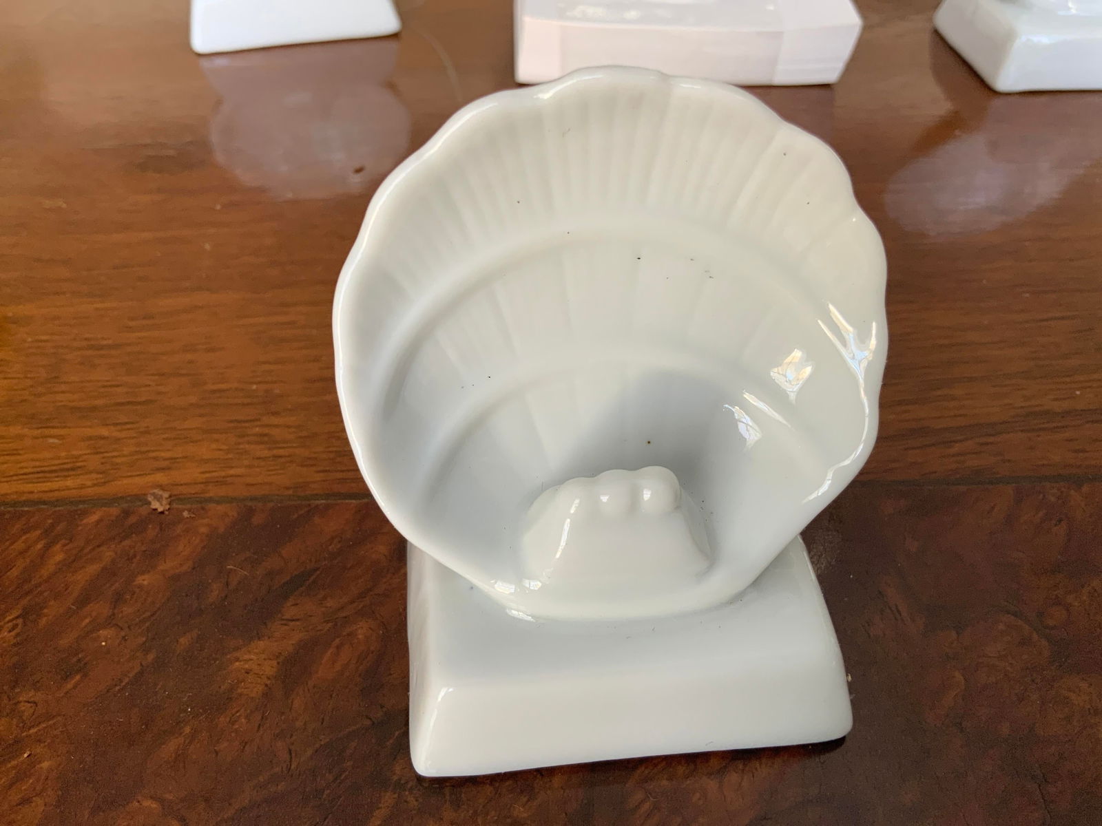 Vintage Porcelain Seashell Shaped Place Card Holders- Set of 8 - 2