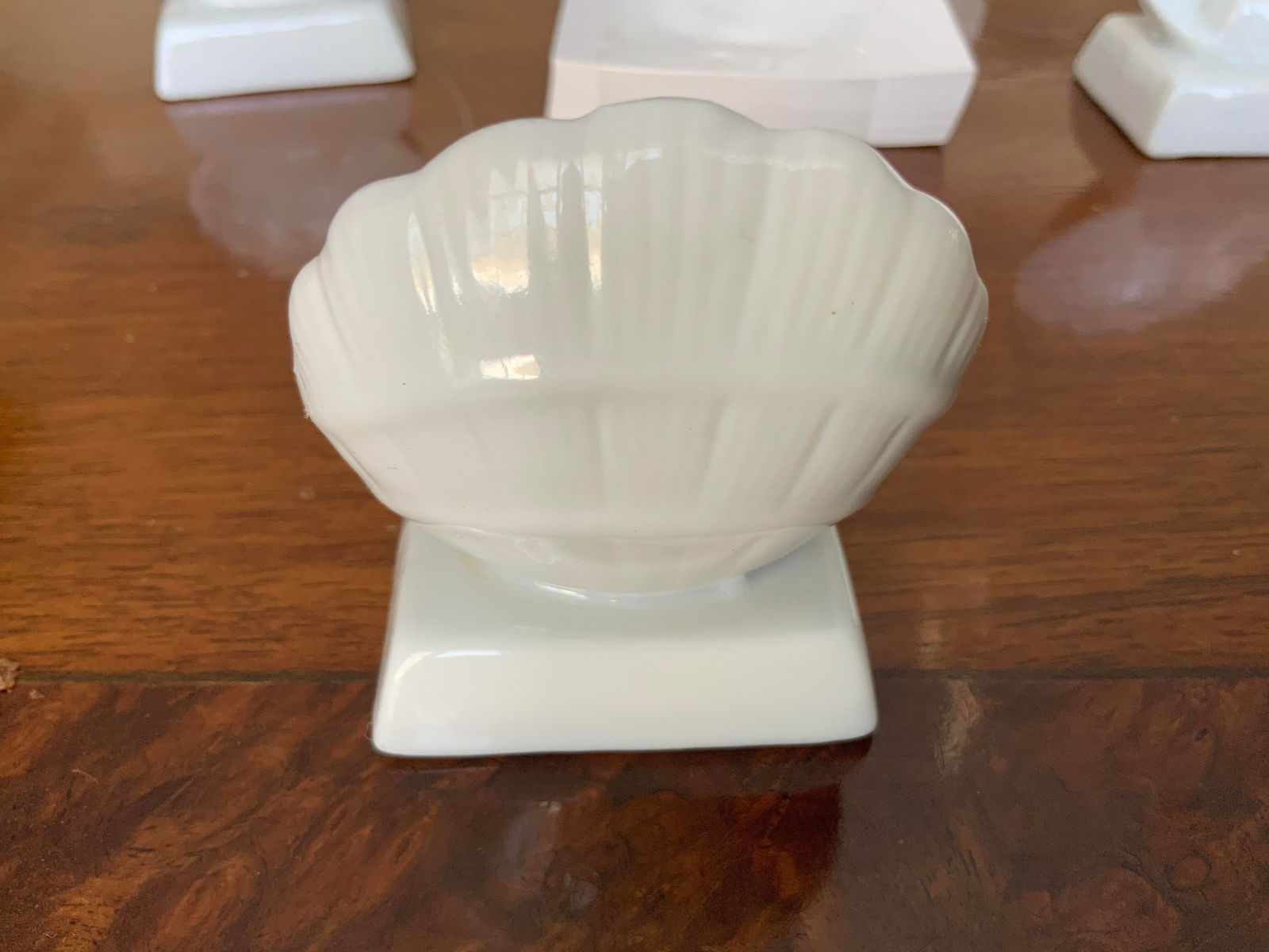 Vintage Porcelain Seashell Shaped Place Card Holders- Set of 8 - 4