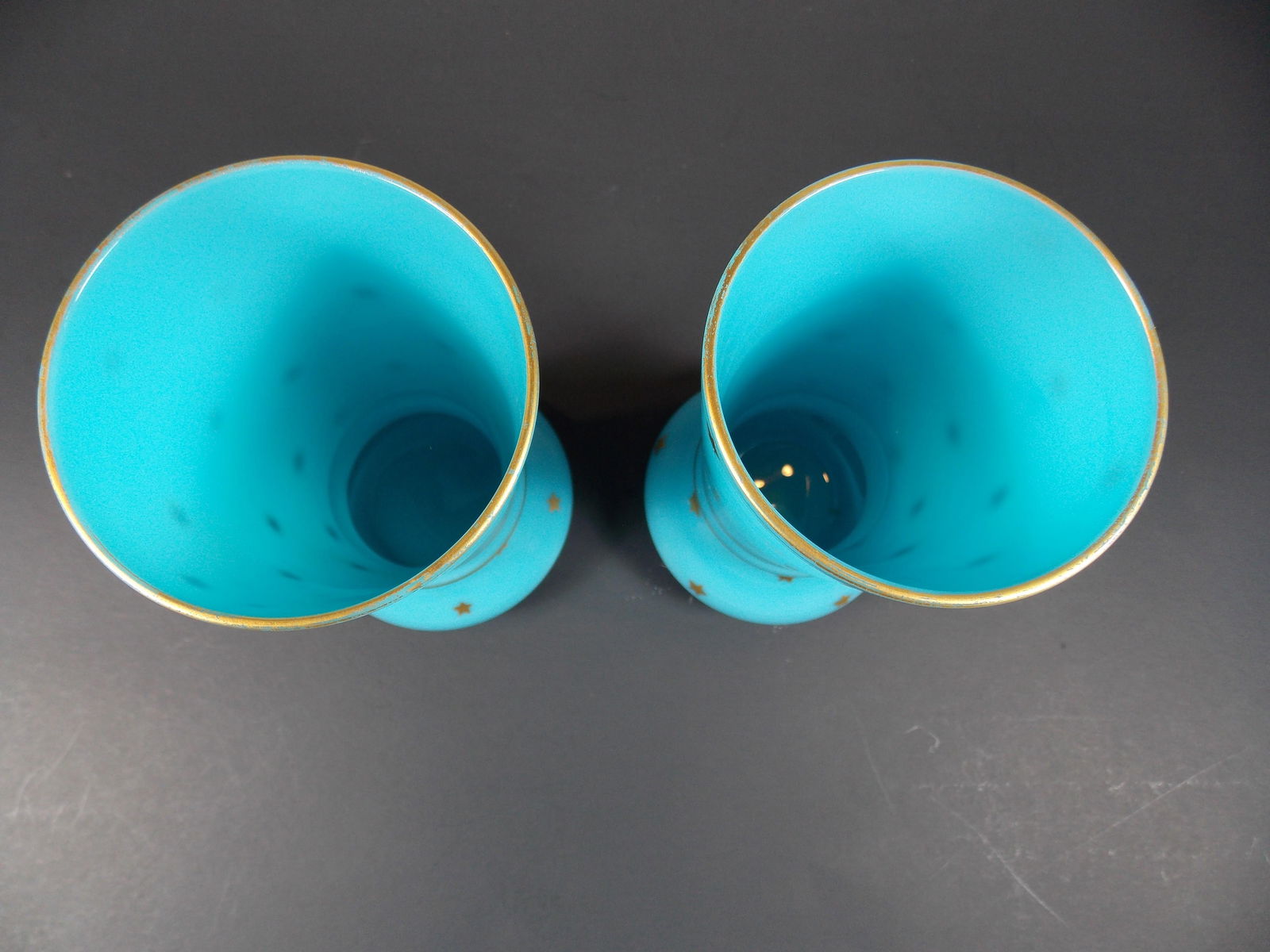 Pair of 1880s Antique French Blue Opaline Vases - 2