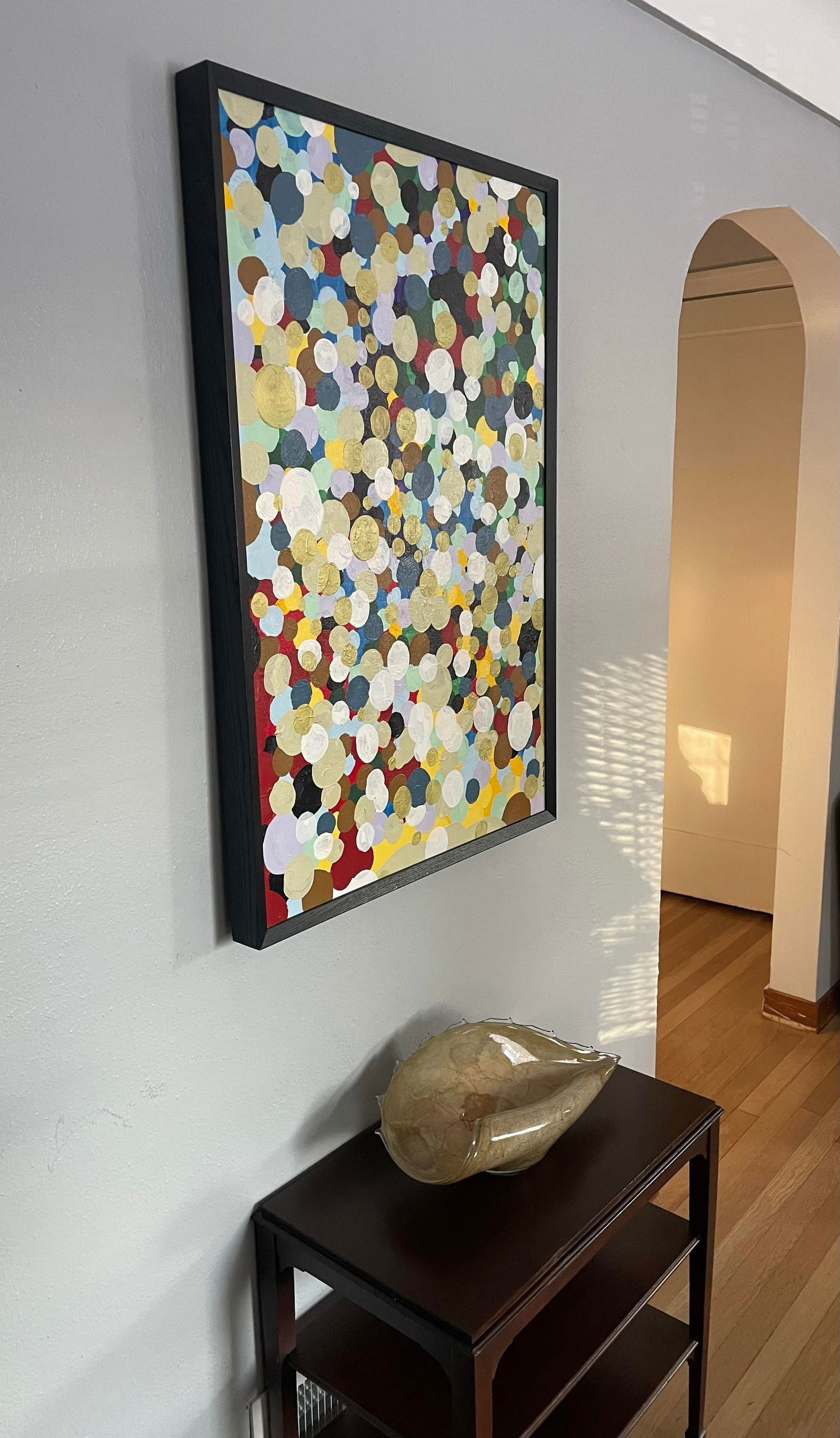 Large Abstract Oil Painting of Colorful Dots - 10