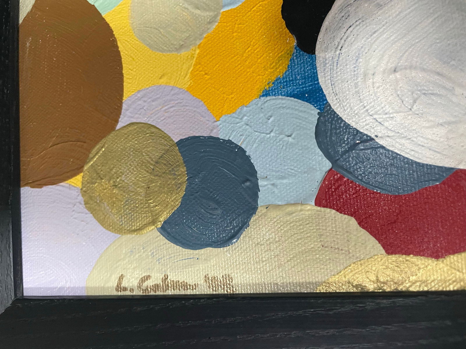 Large Abstract Oil Painting of Colorful Dots - 3