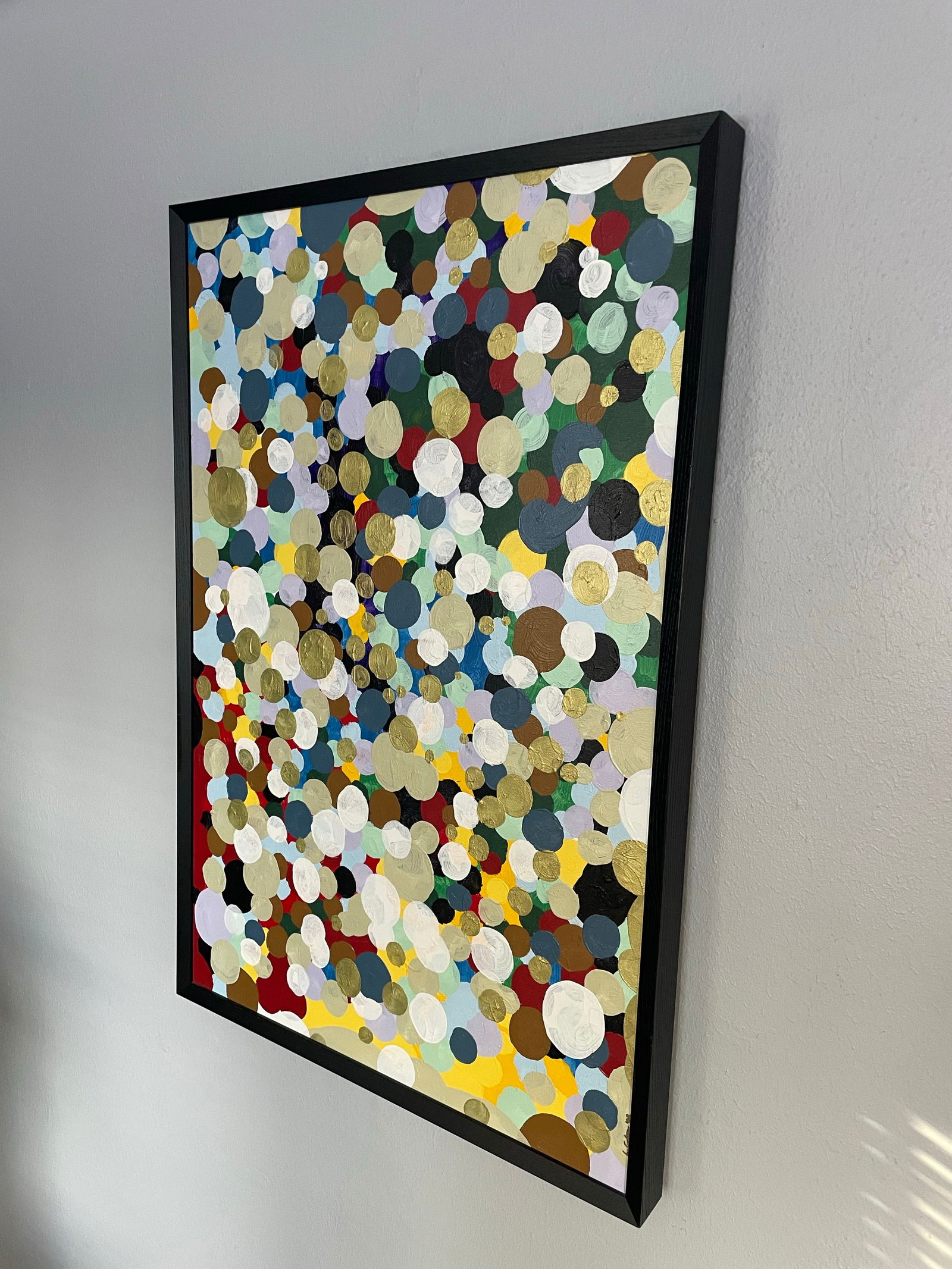 Large Abstract Oil Painting of Colorful Dots - 6