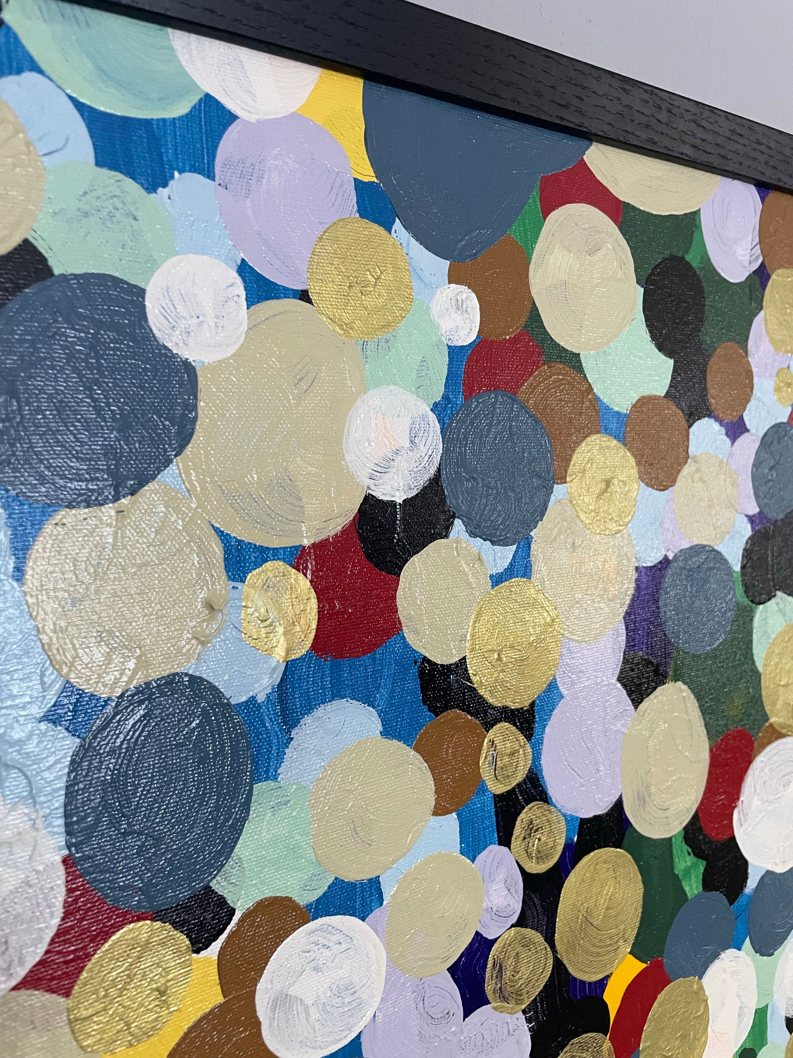 Large Abstract Oil Painting of Colorful Dots - 7