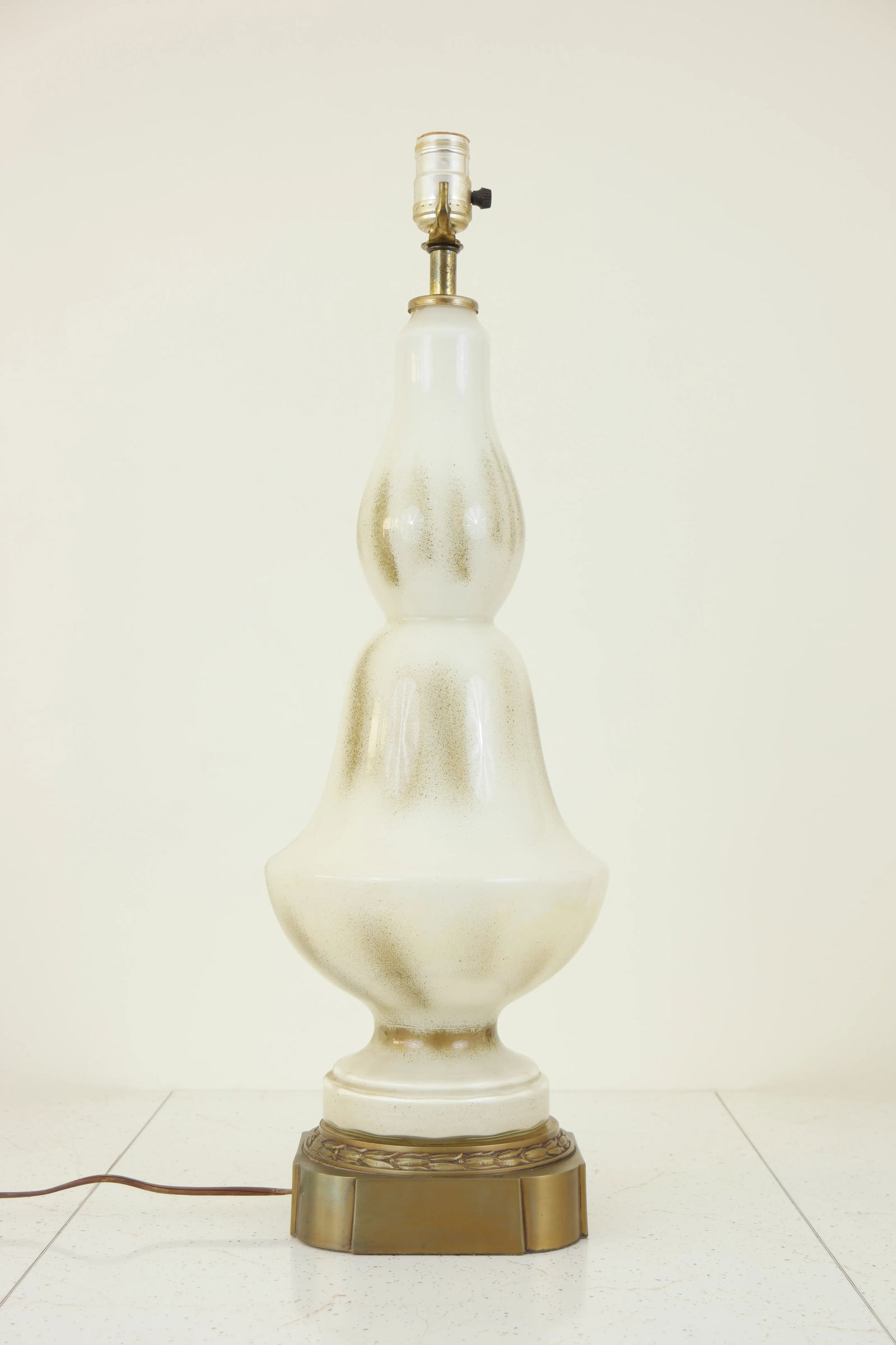 Vintage Glass & Bronze Table Lamp - 4
