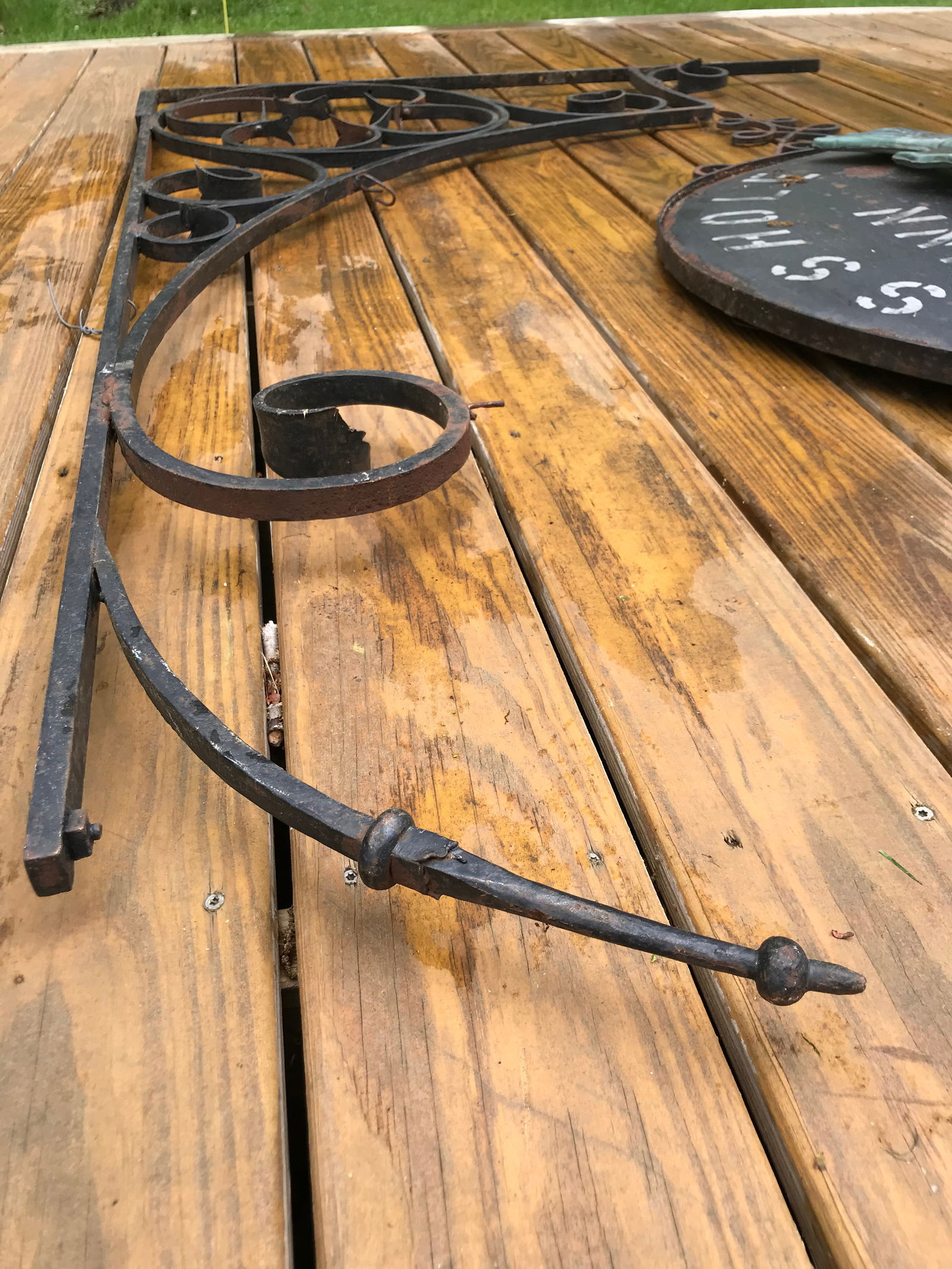 1920's Bass Hole Inn Wrought Iron Outdoor Sign - 12