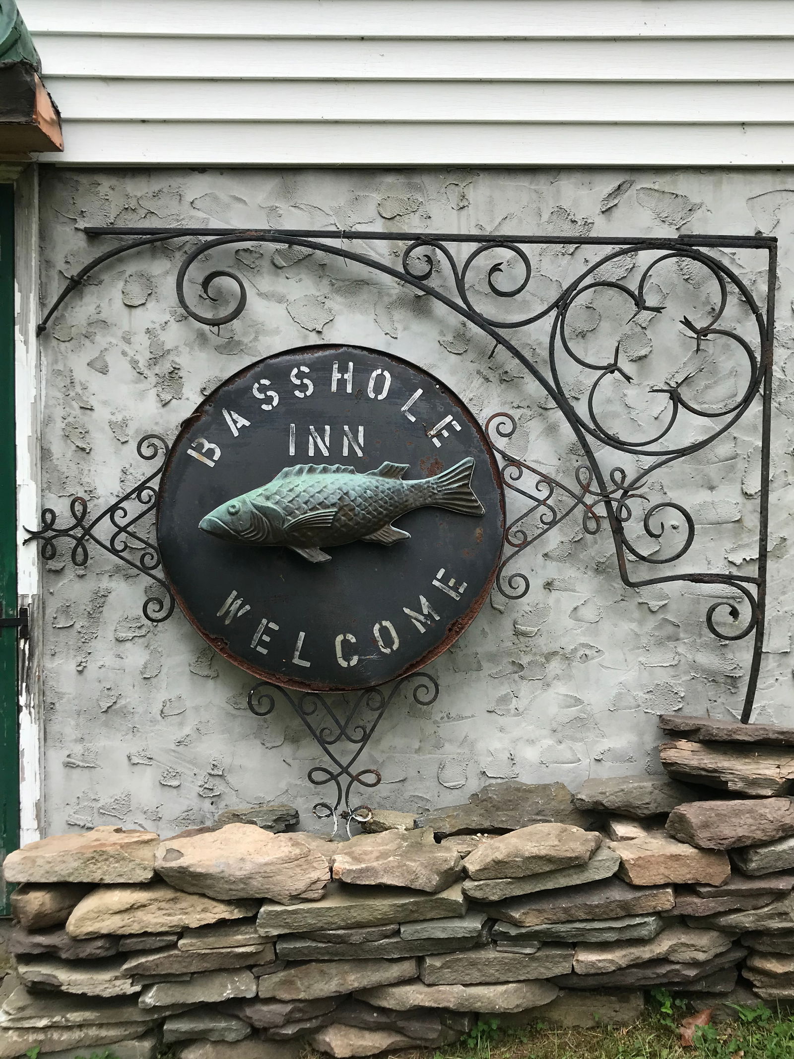 1920's Bass Hole Inn Wrought Iron Outdoor Sign - 13