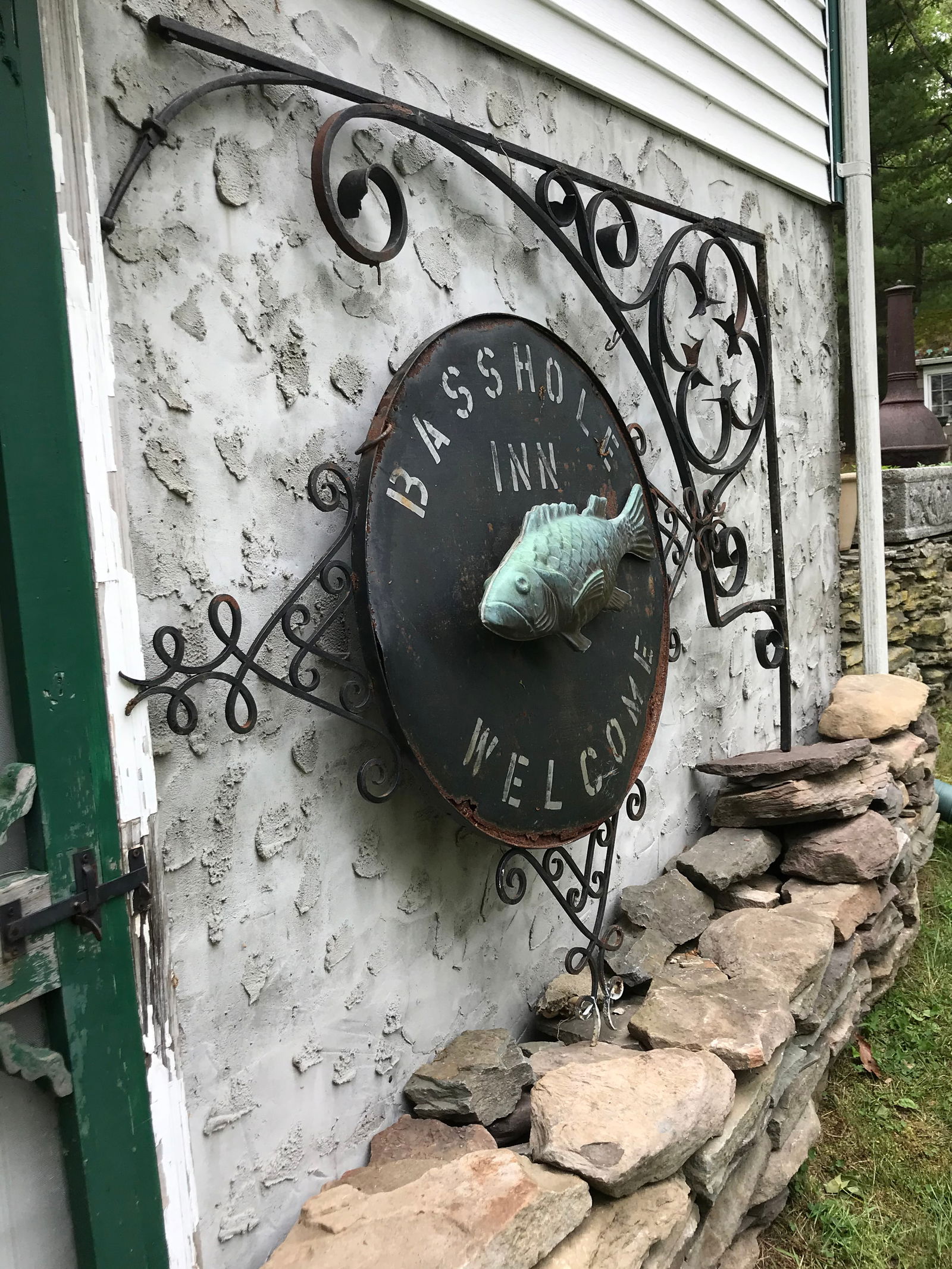 1920's Bass Hole Inn Wrought Iron Outdoor Sign - 2