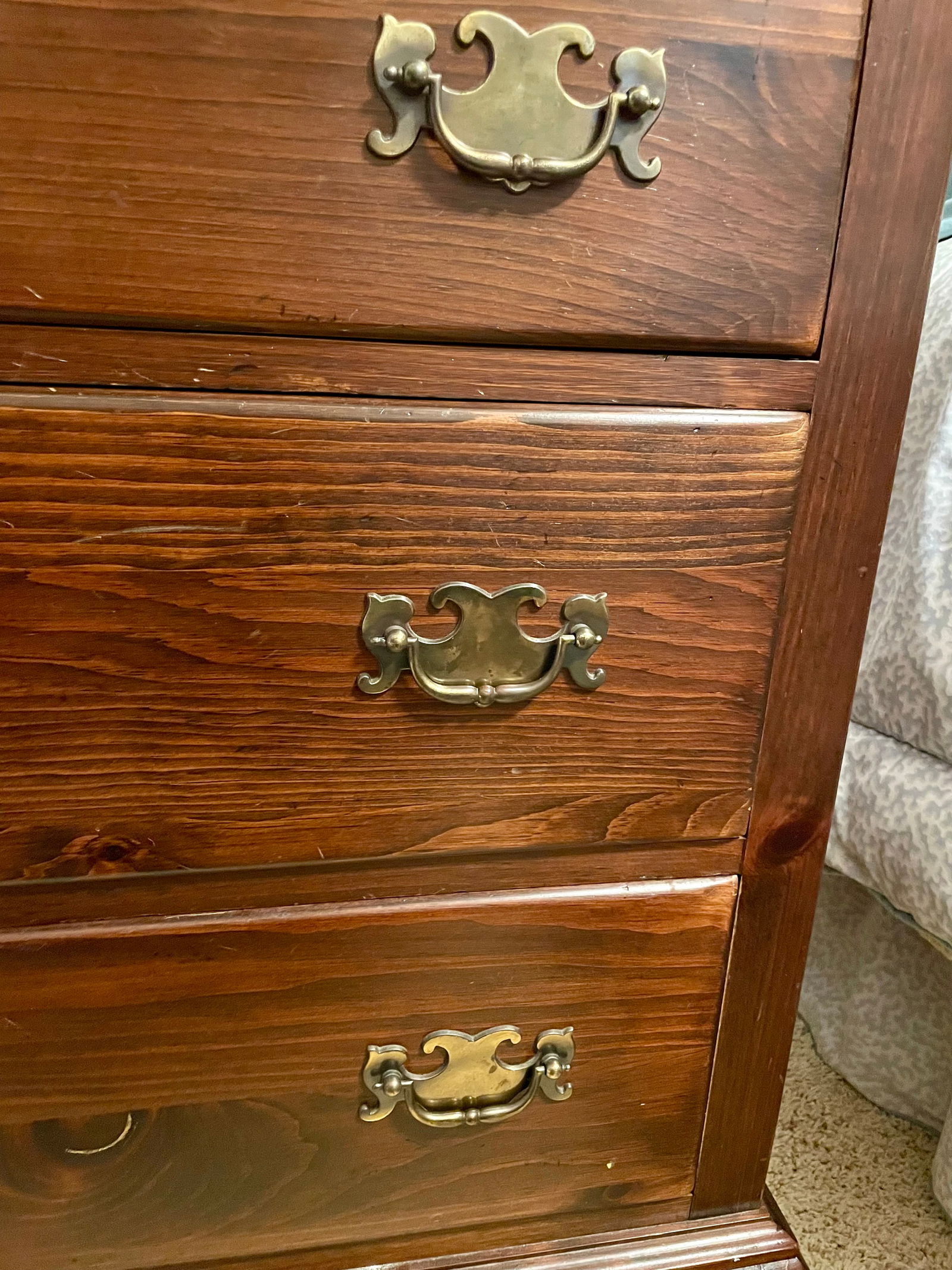 1970s Ethan Allen Old Tavern Collection Pine High Chest 7 Drawers - 10