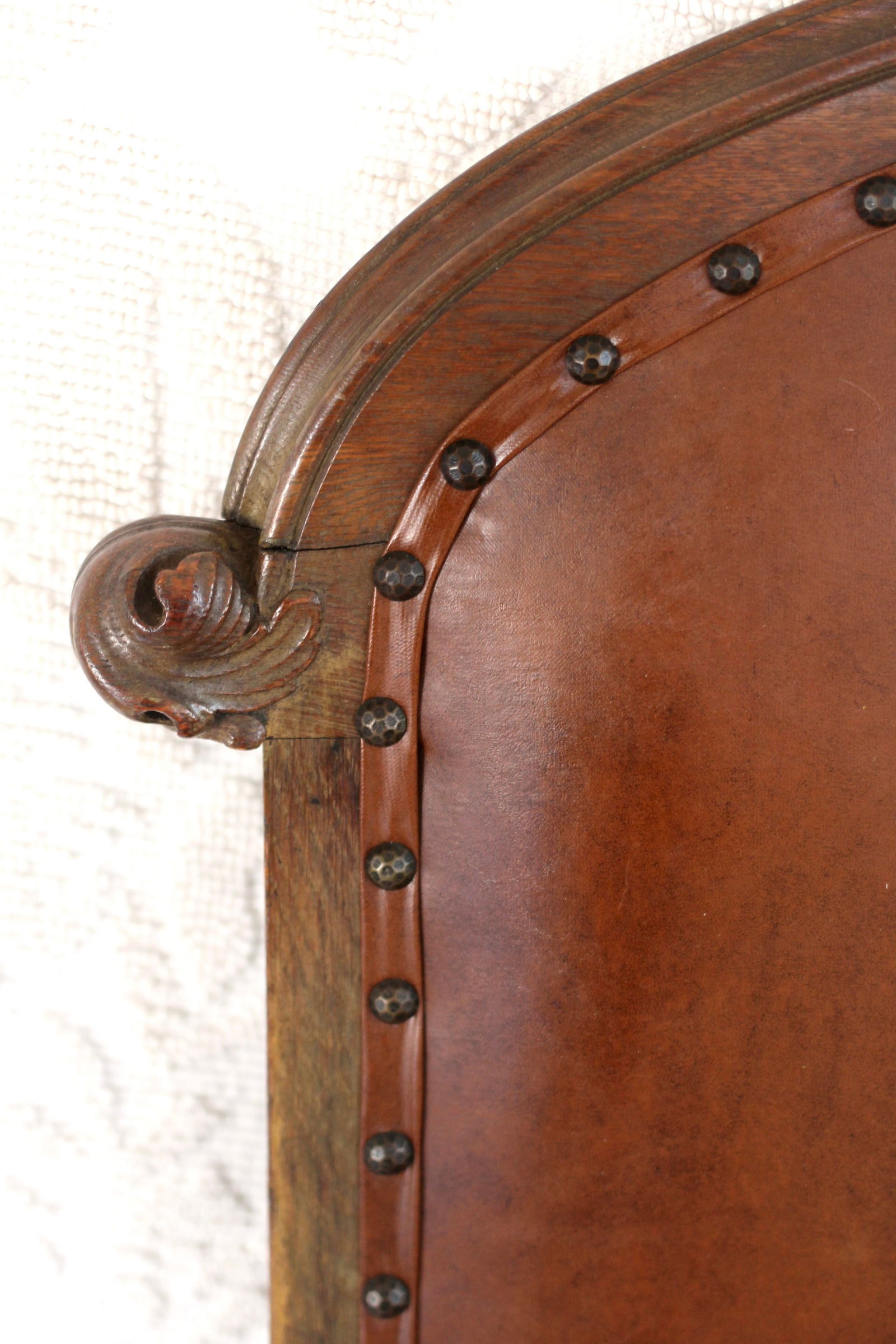 English Leather and Wood Chair From the Mid 1800s - 2