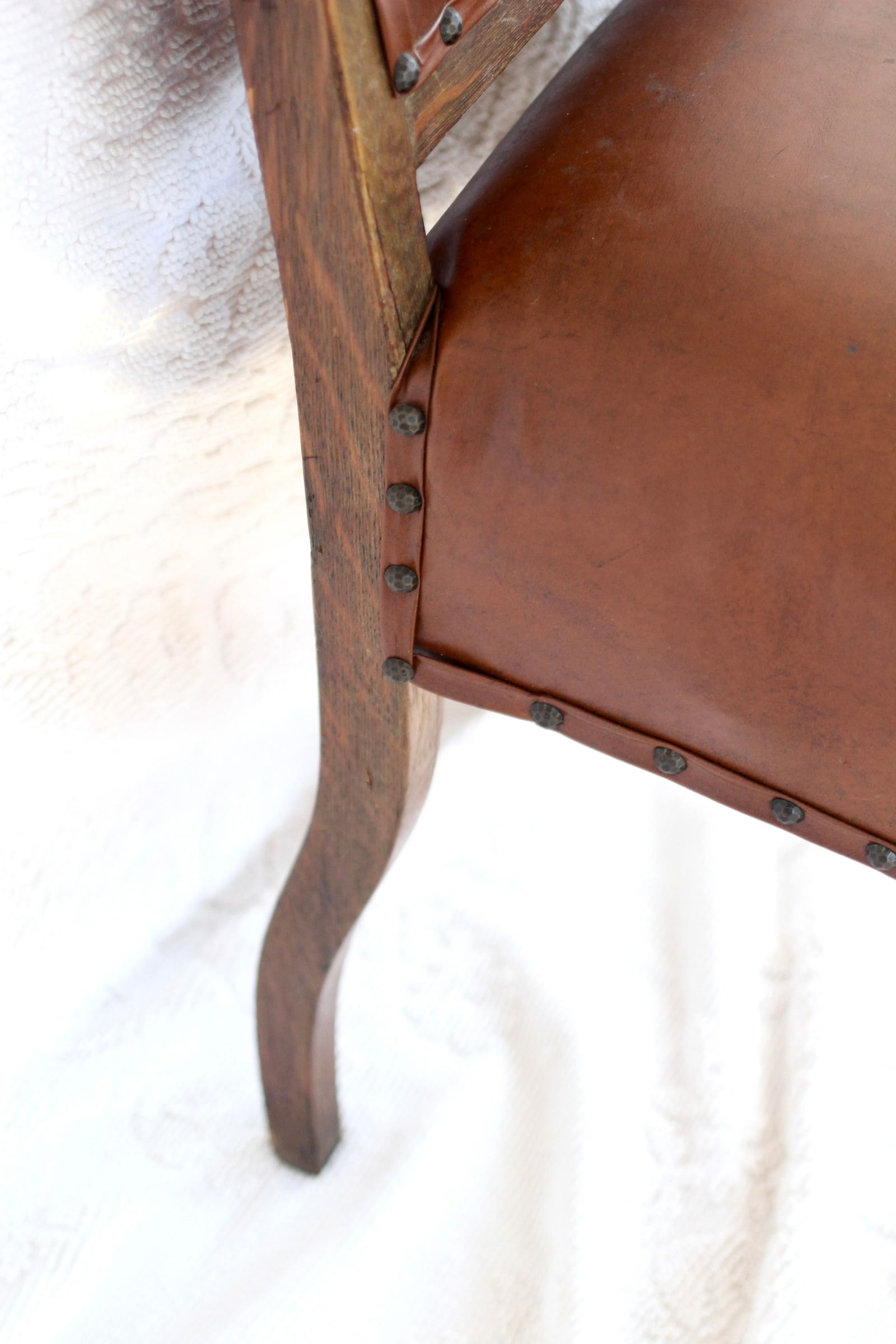 English Leather and Wood Chair From the Mid 1800s - 6