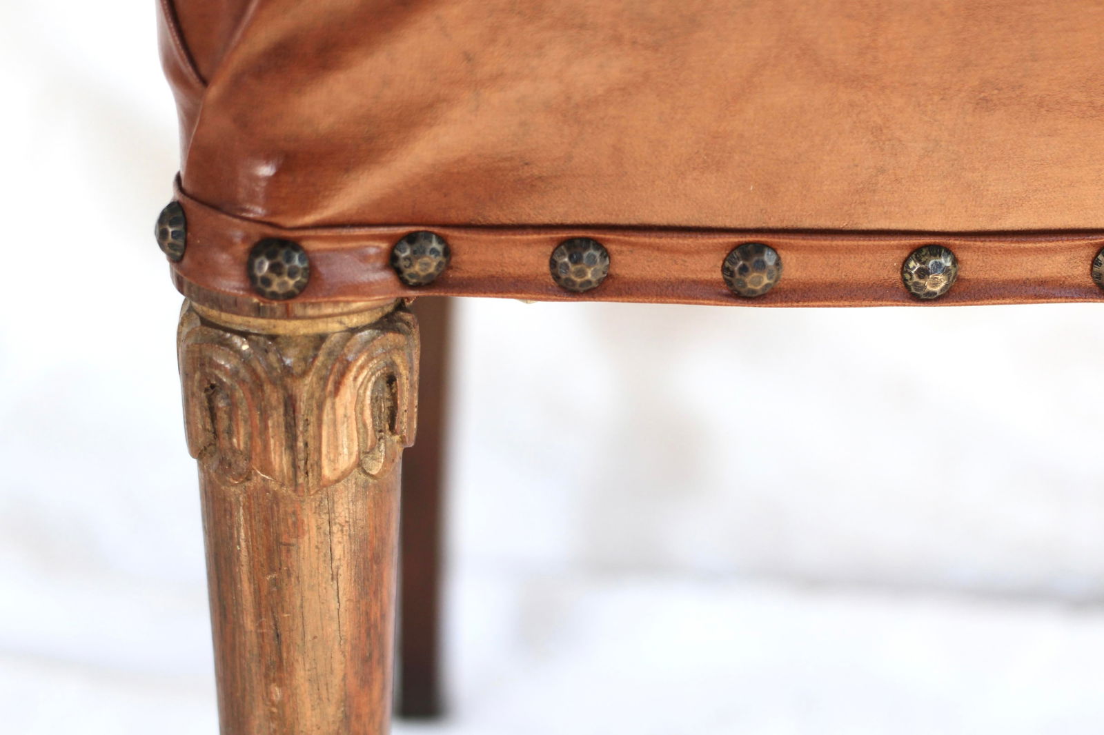 English Leather and Wood Chair From the Mid 1800s - 8