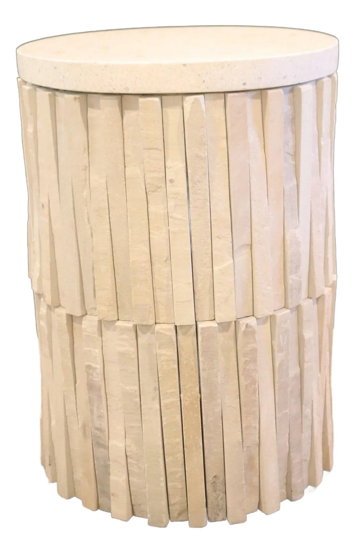 1980s Round Travertine Stone Side Table (1 of 12)