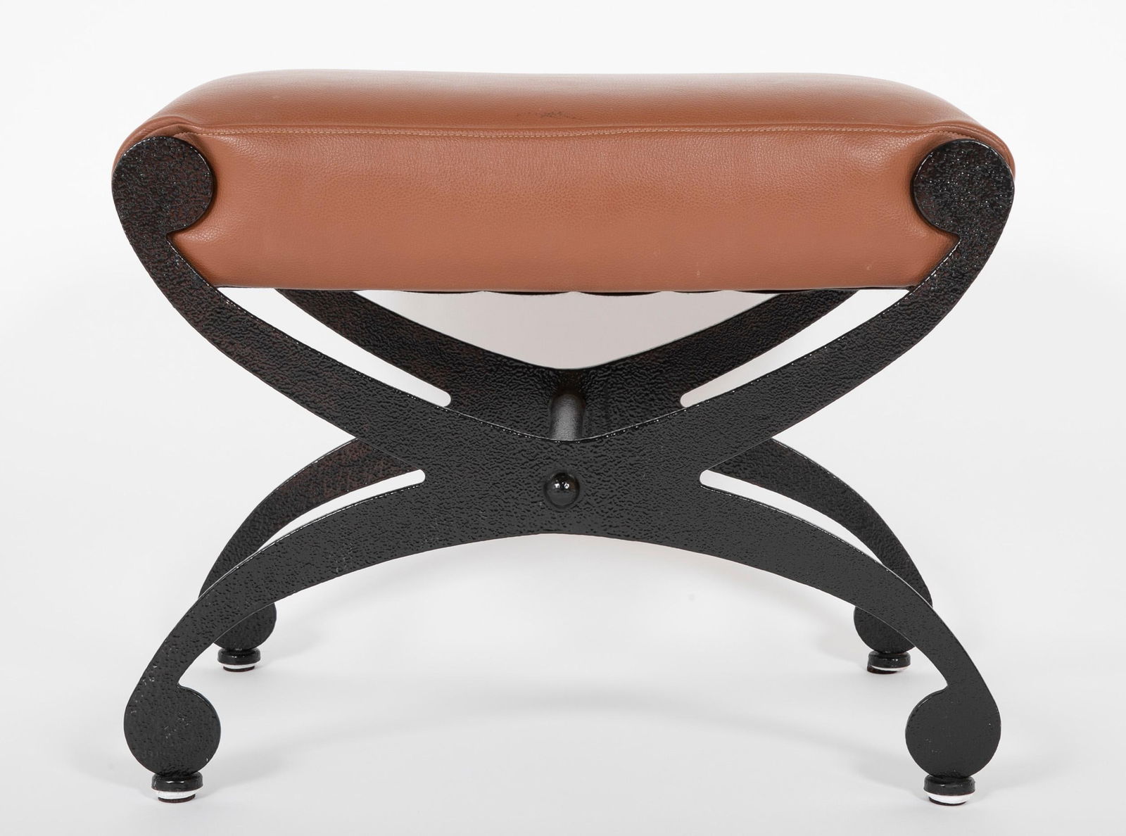 Pair Regency Style Steel Upholstered X-Stools - 3