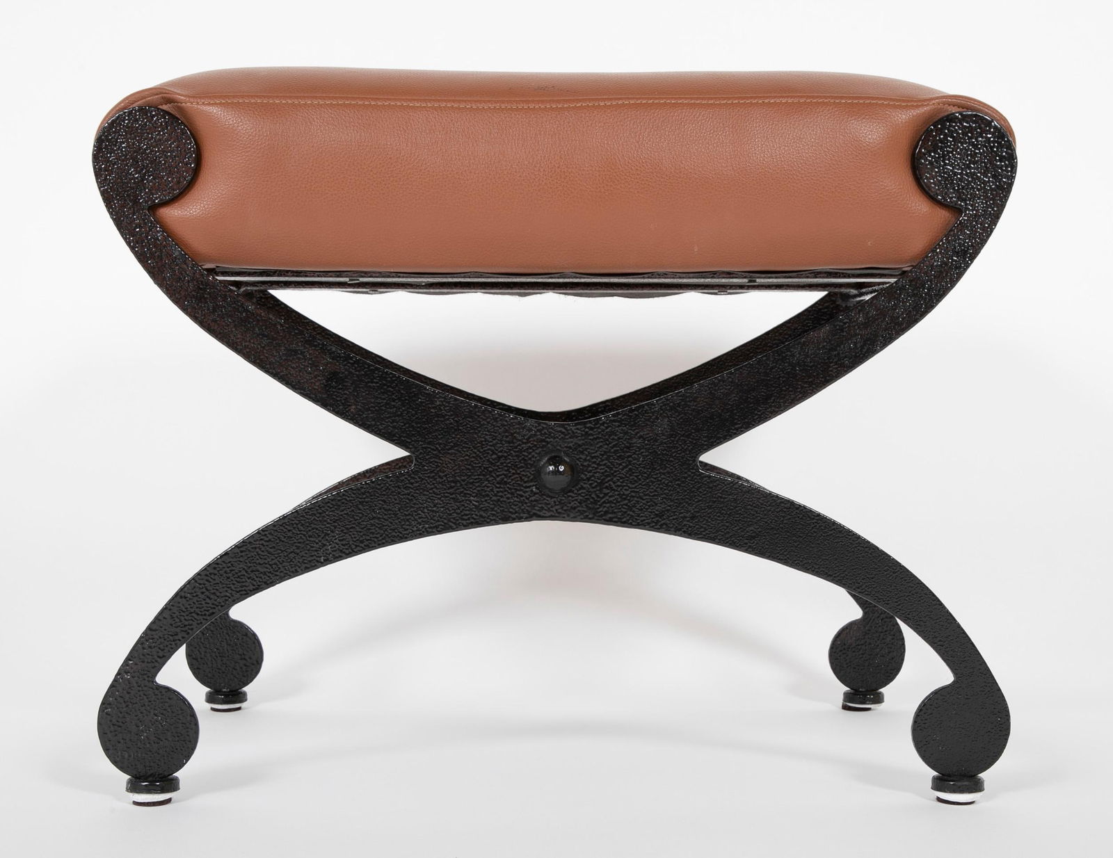 Pair Regency Style Steel Upholstered X-Stools - 4