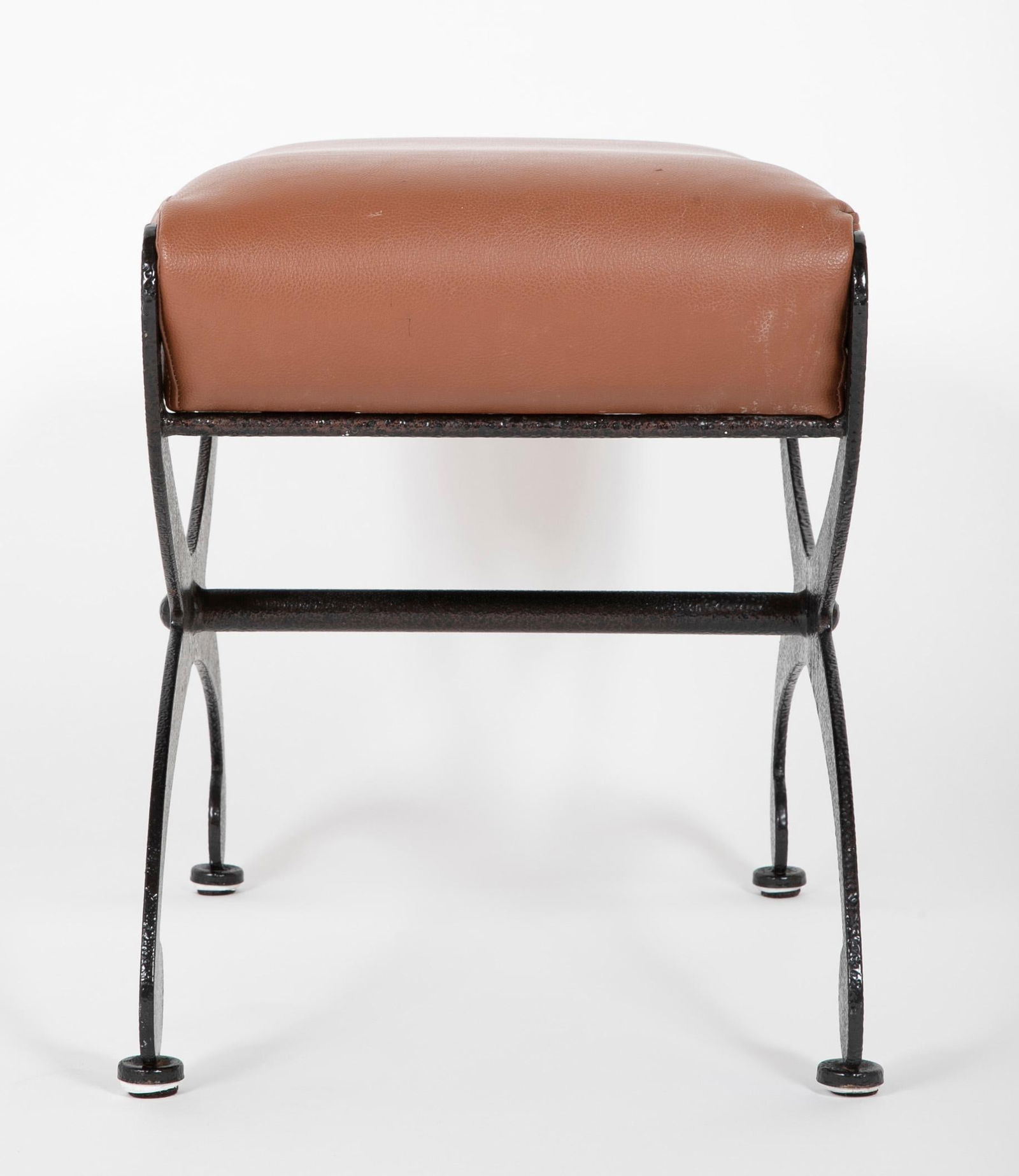 Pair Regency Style Steel Upholstered X-Stools - 6