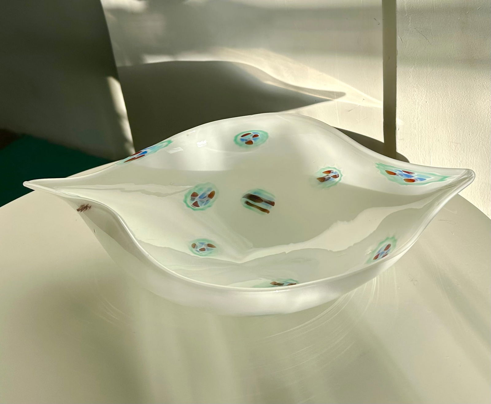 Venini White Mille Fiori Murano Glass Bowl Italy 1950s Mid-Century Modern - 5