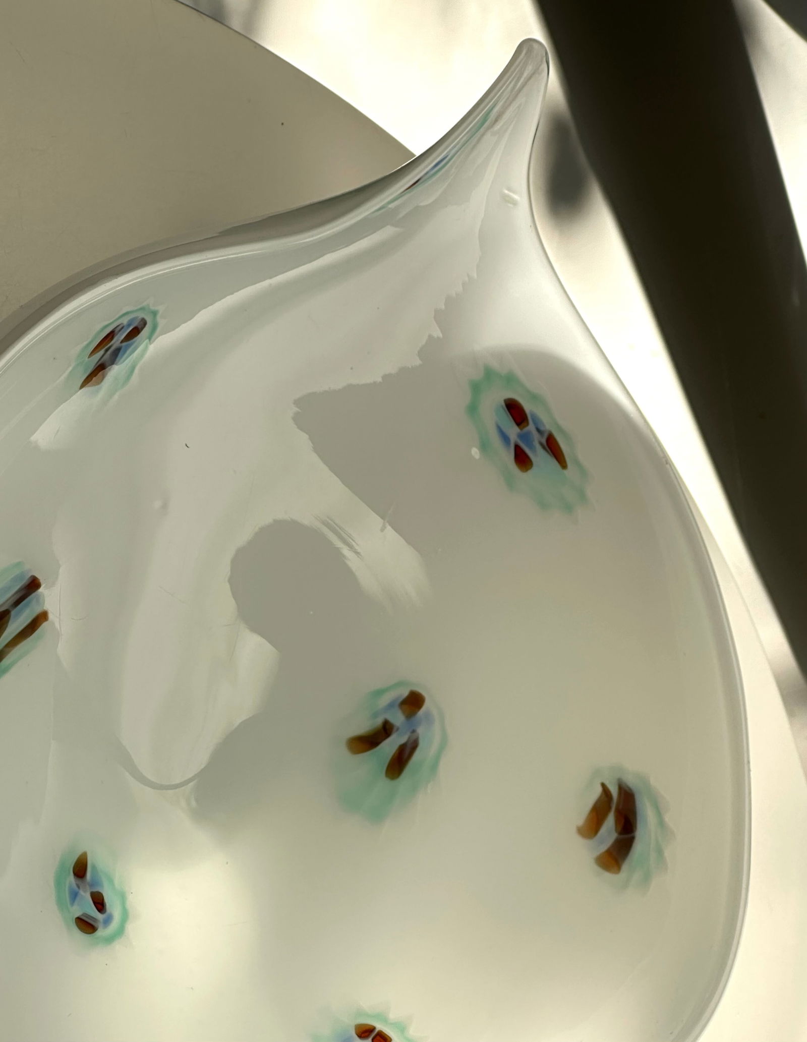 Venini White Mille Fiori Murano Glass Bowl Italy 1950s Mid-Century Modern - 7