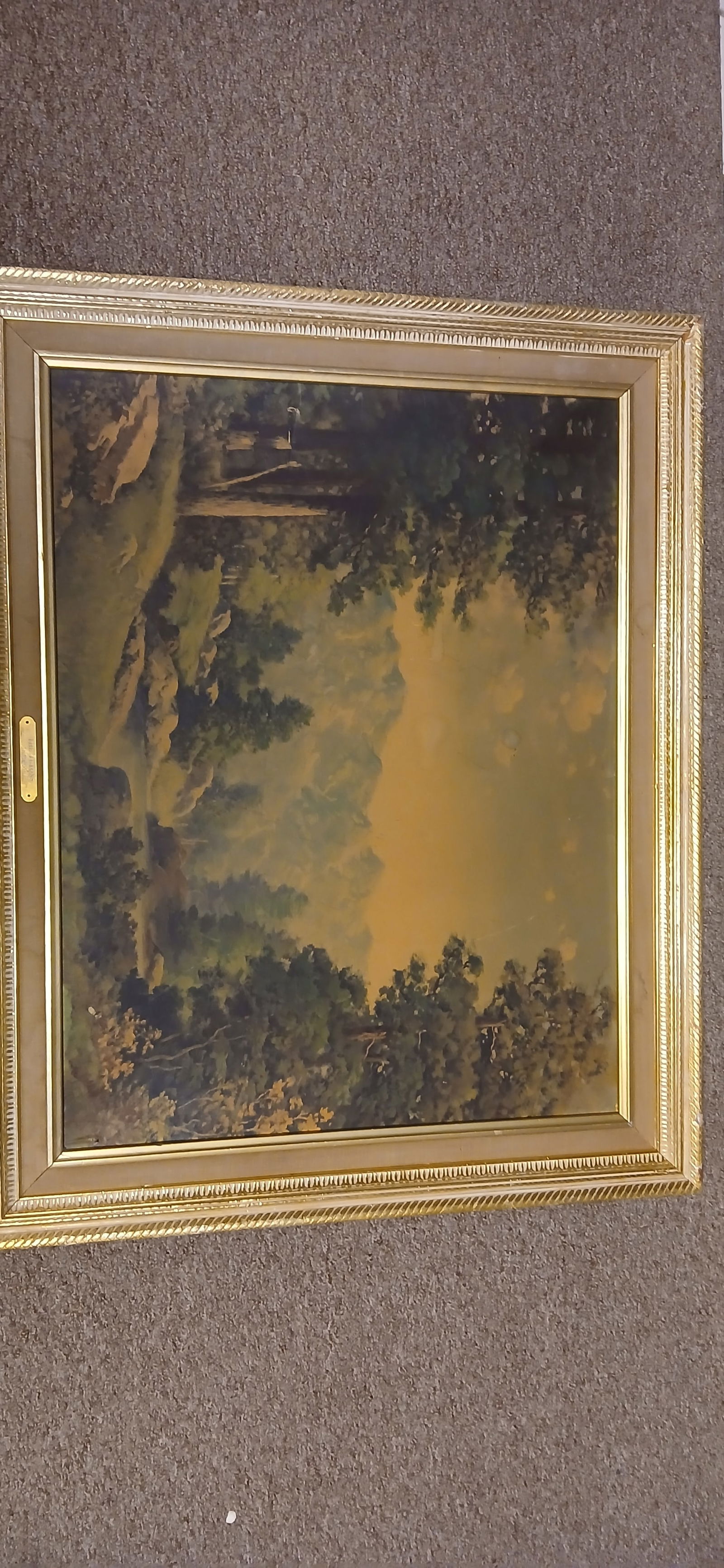 The Tetons by R. Wood - Vintage Framed Landscape Oil Painting - Classic Mountain Scene - 11