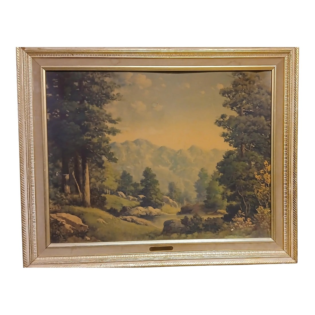 The Tetons by R. Wood - Vintage Framed Landscape Oil Painting - Classic Mountain Scene (1 of 12)