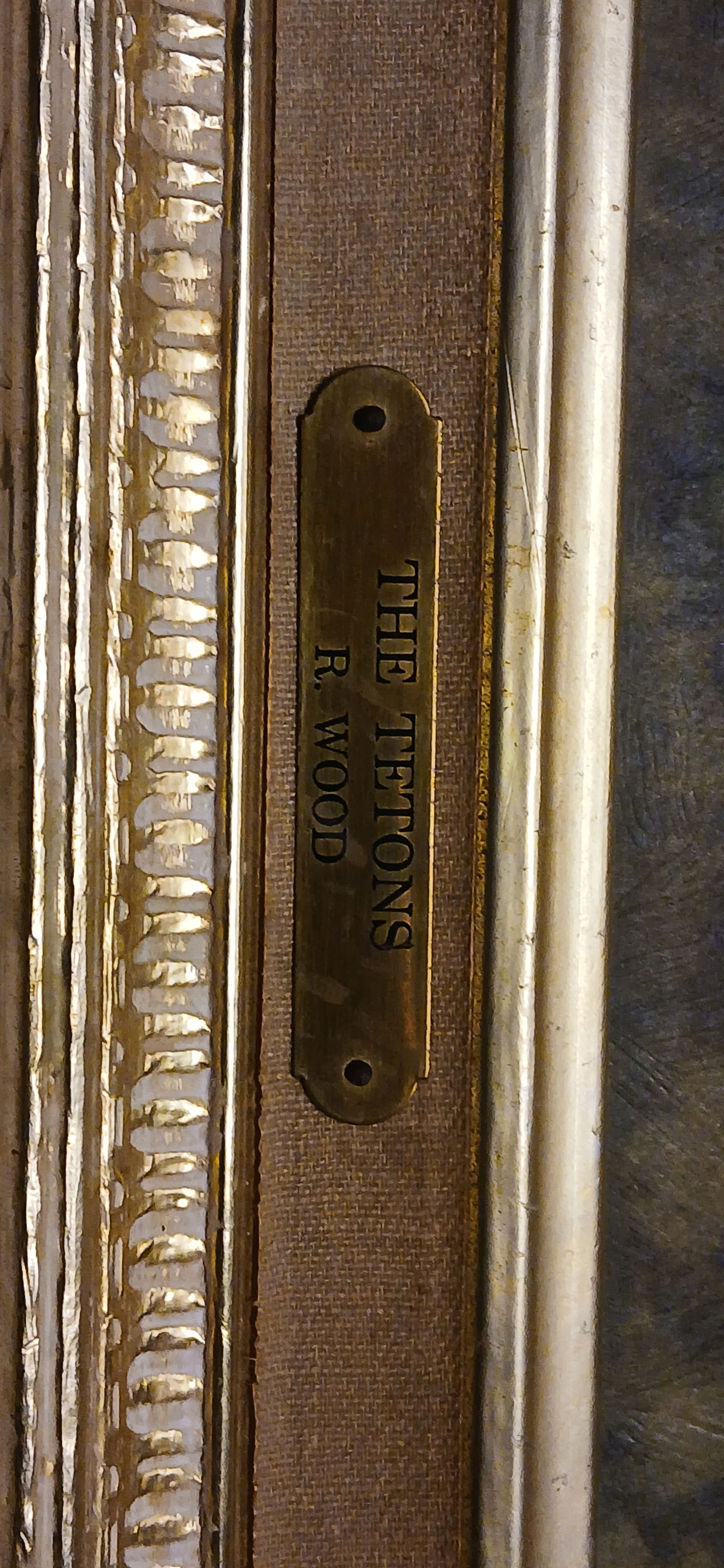 The Tetons by R. Wood - Vintage Framed Landscape Oil Painting - Classic Mountain Scene - 8