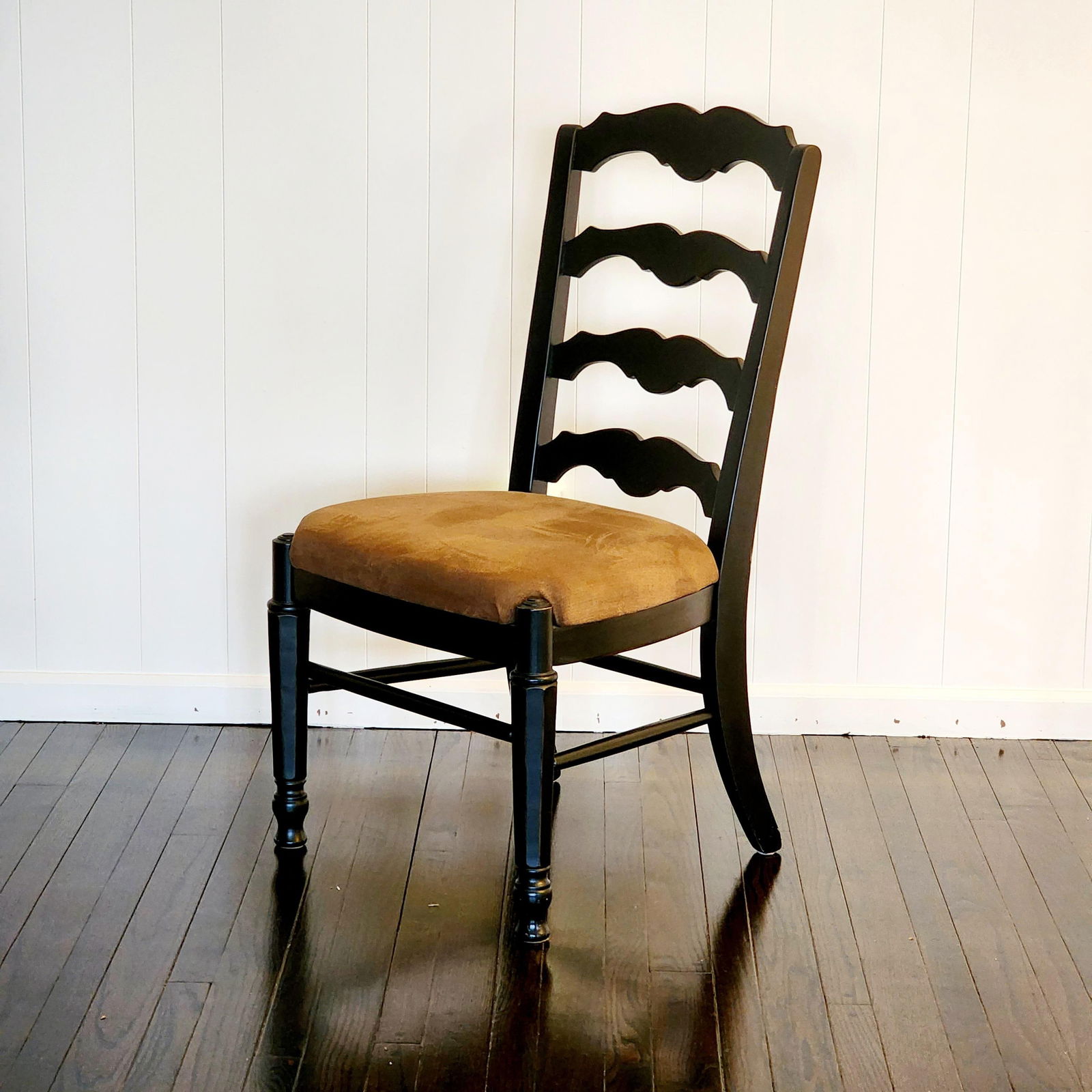 Vintage Distressed Black Ladderback Dining Chairs- Set of 6 - 10