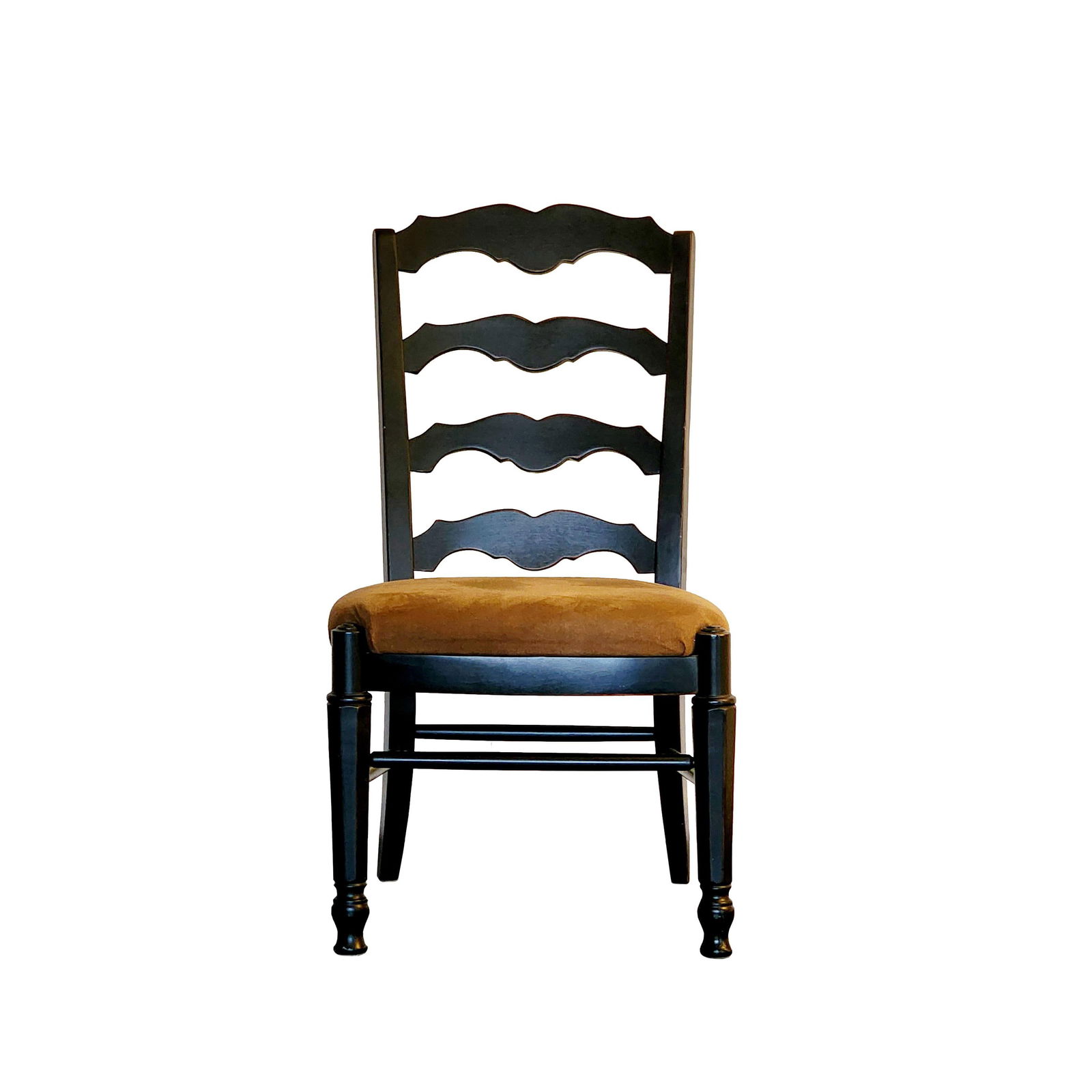 Vintage Distressed Black Ladderback Dining Chairs- Set of 6 - 3
