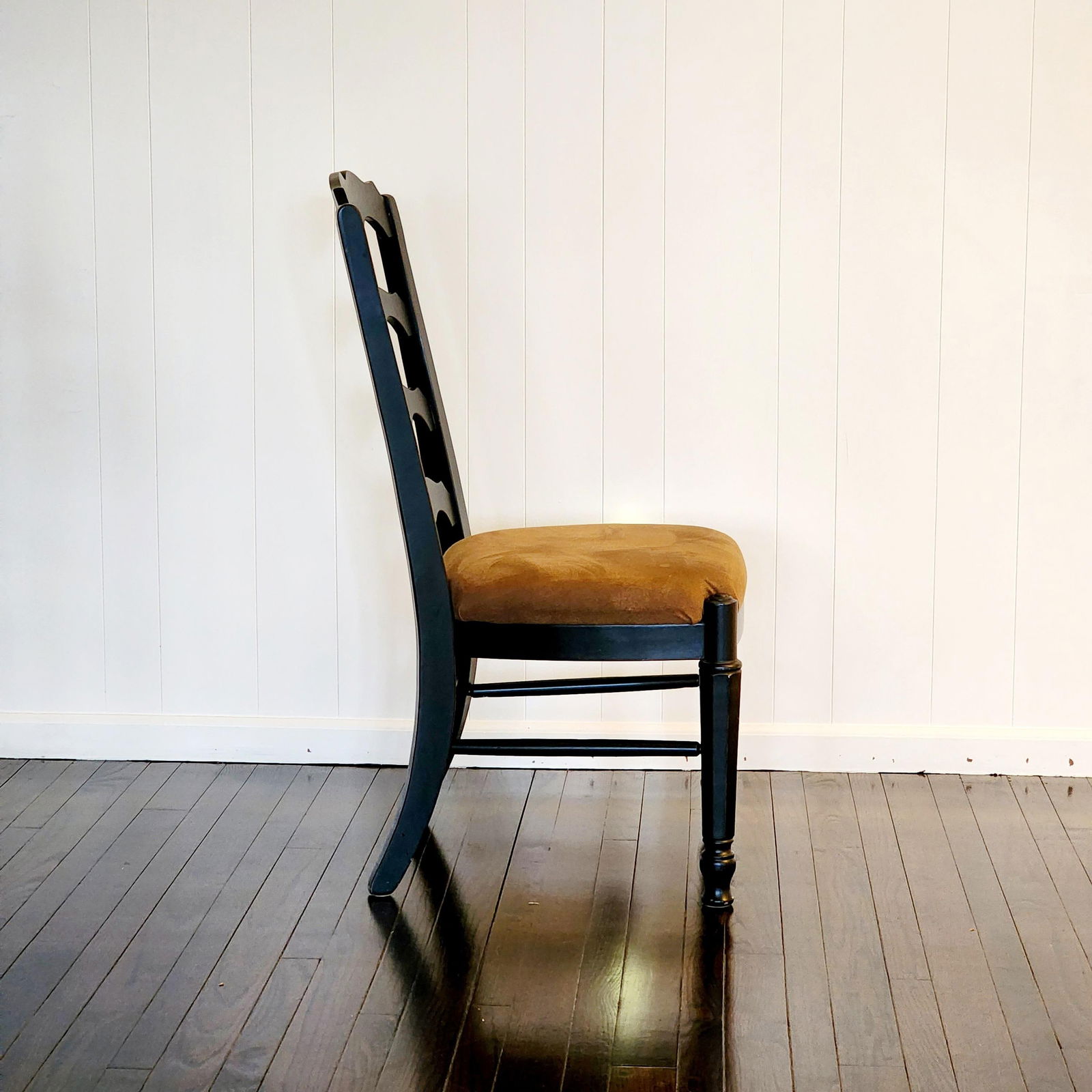 Vintage Distressed Black Ladderback Dining Chairs- Set of 6 - 4