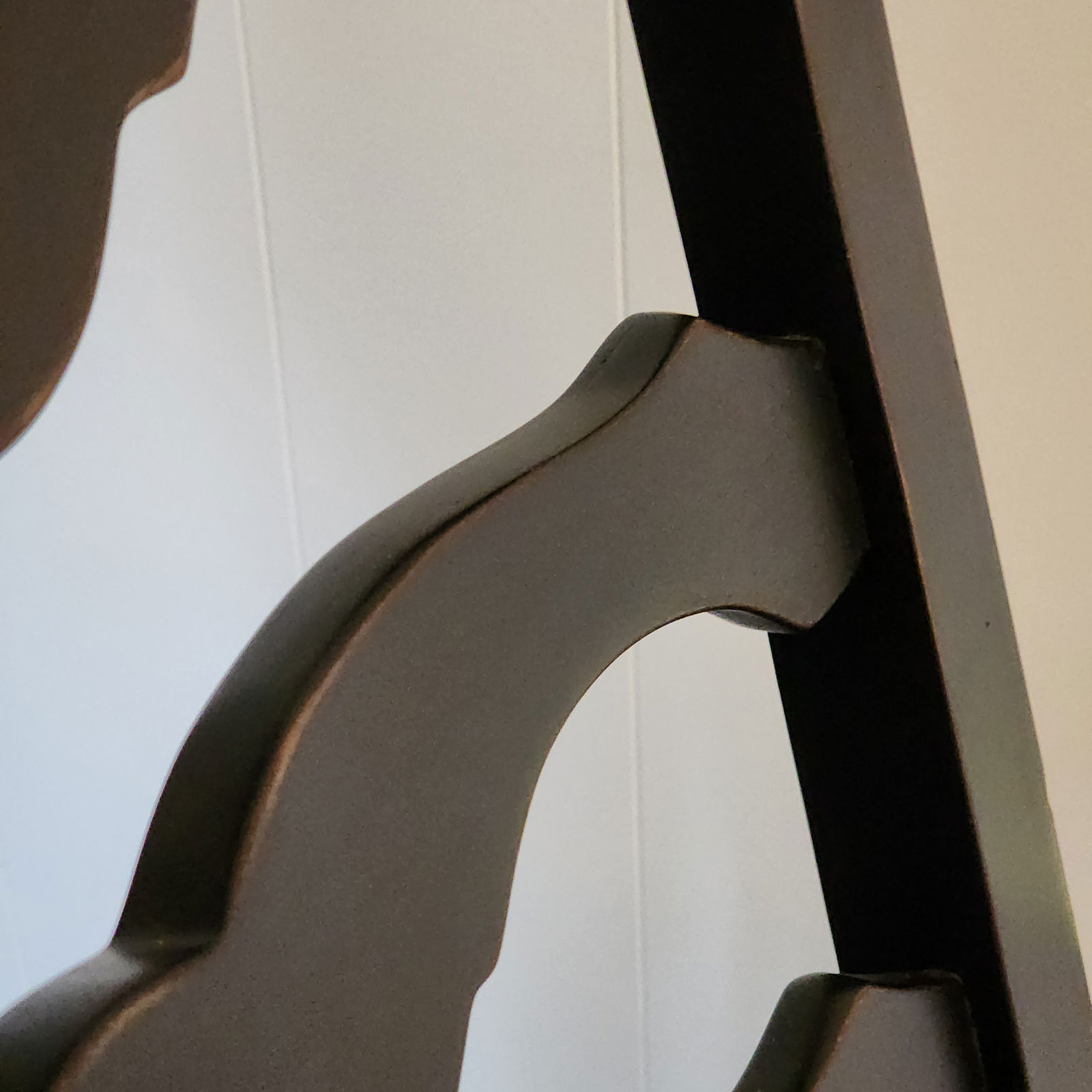 Vintage Distressed Black Ladderback Dining Chairs- Set of 6 - 7