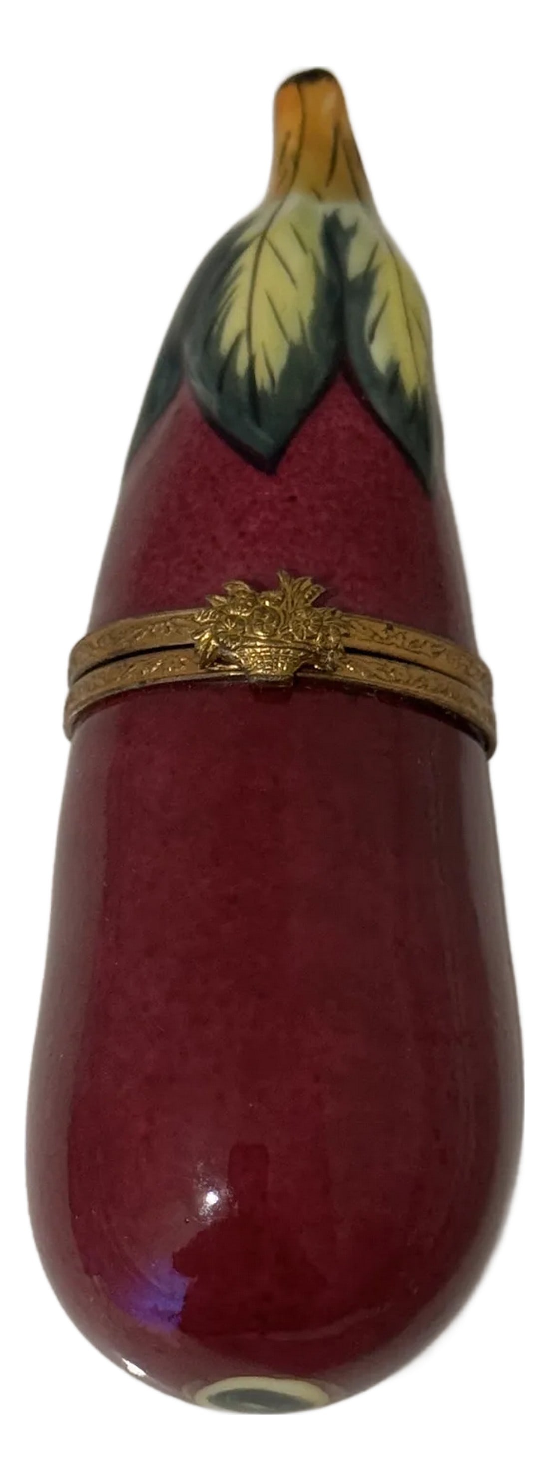Limoges Rochard Peint Eggplant Trinket Box: Vintage Limoge eggplant trinket box - excellent quality and condition. Circa 1980's Condition: Original Condition Unaltered; Some Imperfections; Excellent vintage condition - no cracks or chips Dimens