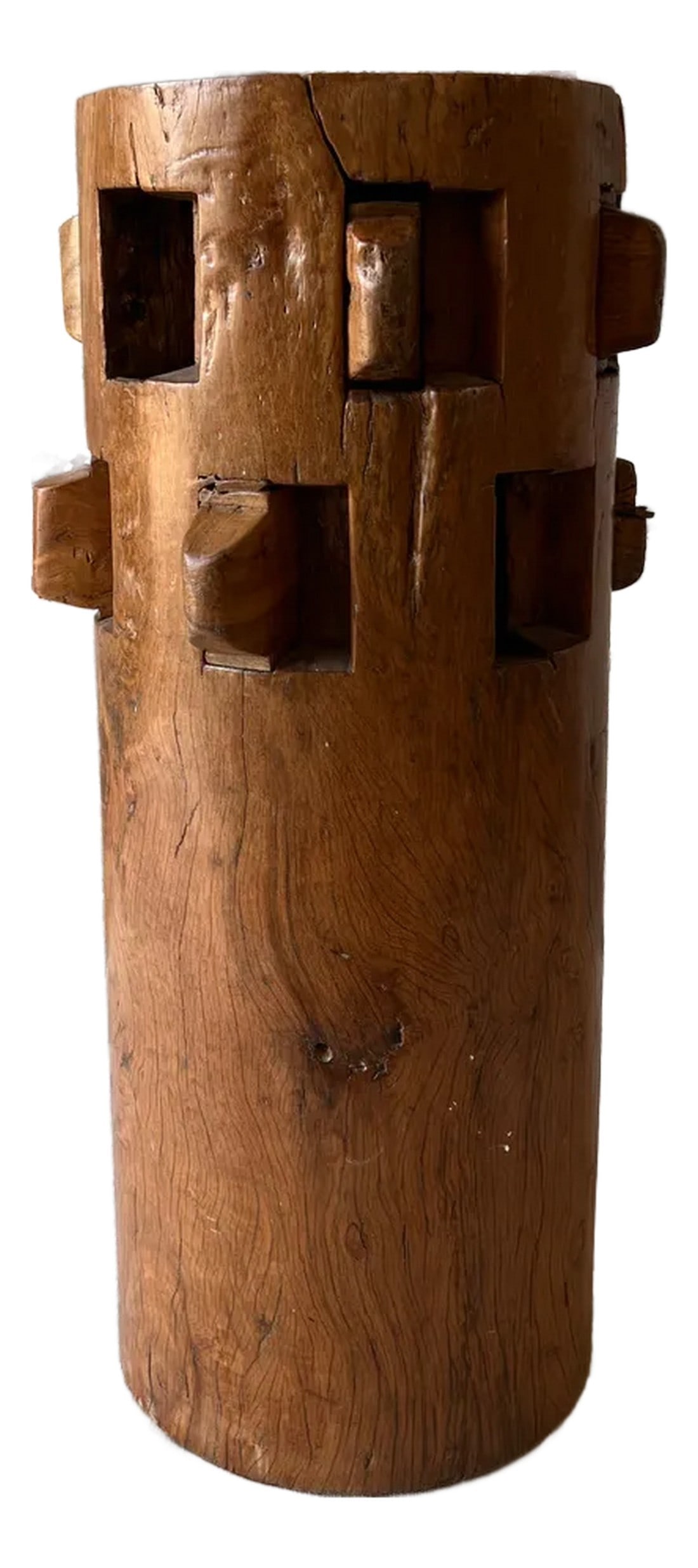 Antique Water Mill Column: This unique, absolutely SOLID sculpture is likely a part of an old water mill, origins unknown but assumed Danish. Would make a fabulous column topped with a planter or serious piece of artwork. Can