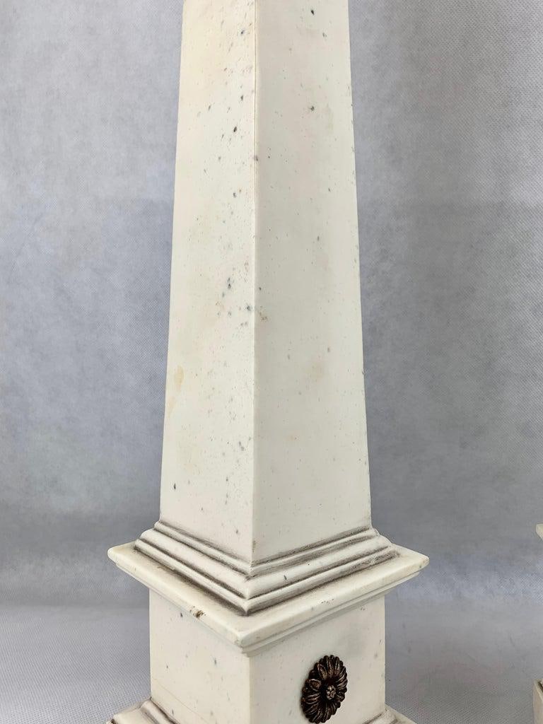 Grand Tour Faux Ivory Neo-Classical Obelisks - a Pair - 4