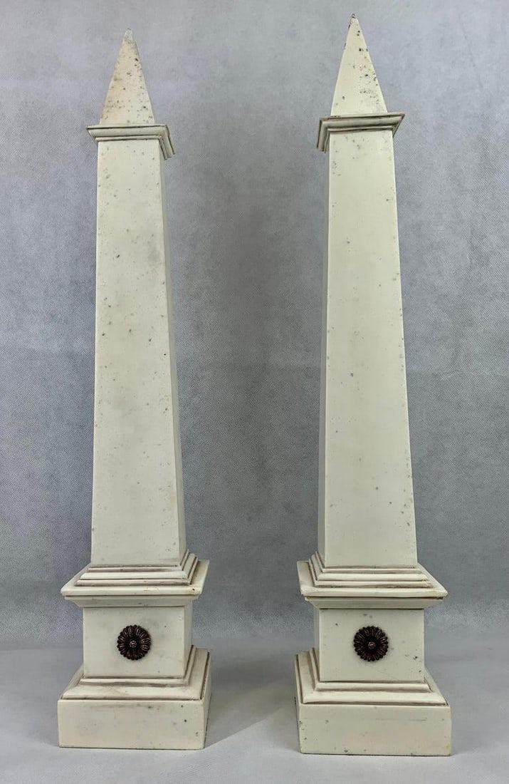Grand Tour Faux Ivory Neo-Classical Obelisks - a Pair - 9