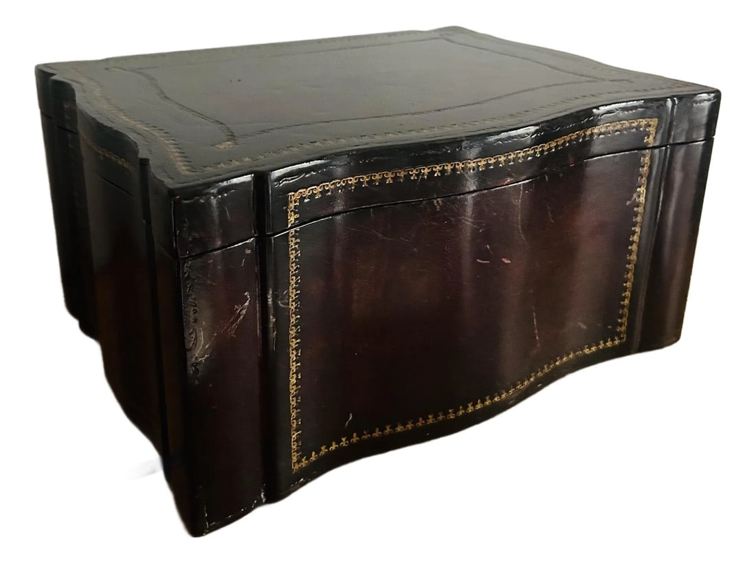 1980s Vintage Maitland Smith Tooled Leather Mahogany Box (1 of 11)