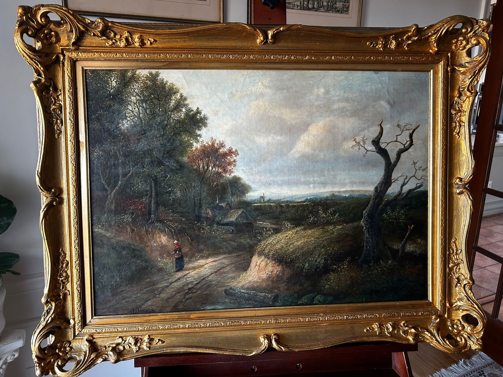 Late 19th Century Joseph Thors Antique Original Oil Painting, English Landscape Woodland Path - 12