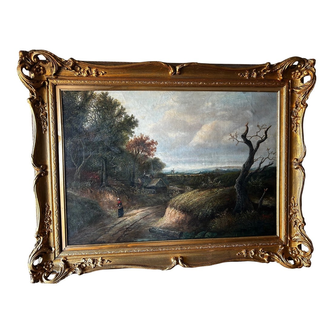 Late 19th Century Joseph Thors Antique Original Oil Painting, English Landscape Woodland Path (1 of 12)