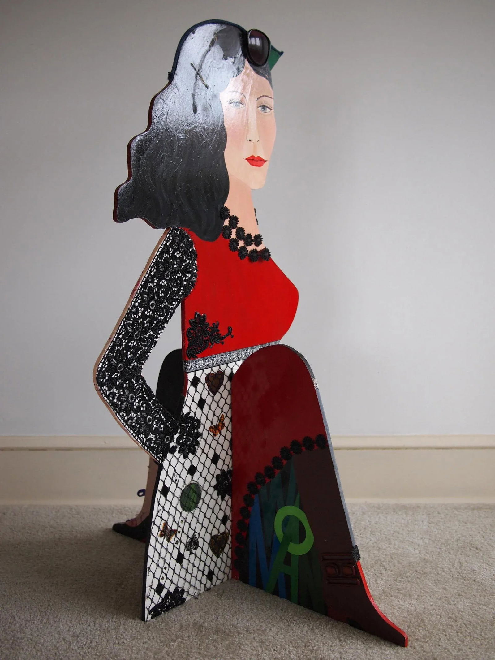 1980s Original Arona Reiner Mid-Century Modern Postmodern Surrealist Plastic Portrait Female 3-D Dou - 3