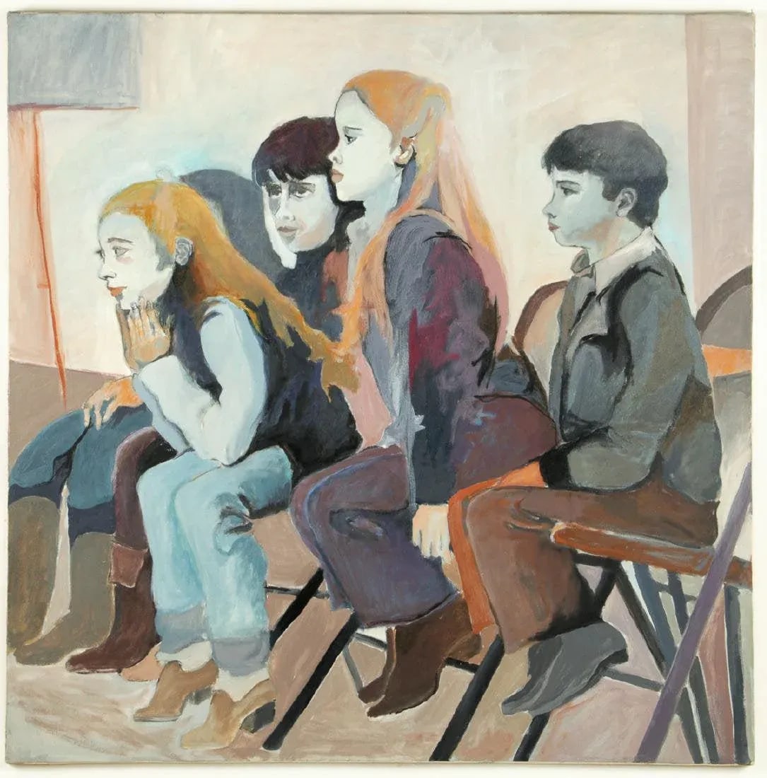 Original Frances Jacobson Painting of Seated Children - 36x36" - 3