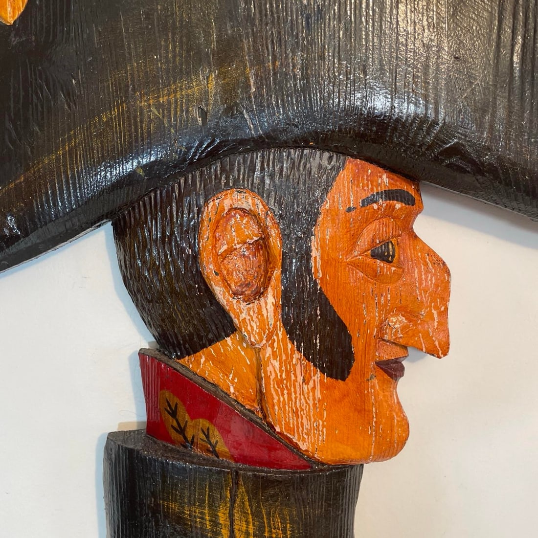 1960s Original Kentucky Folk Art Napoleon Wood Carving Primitive Wall Sculpture Americana - 2