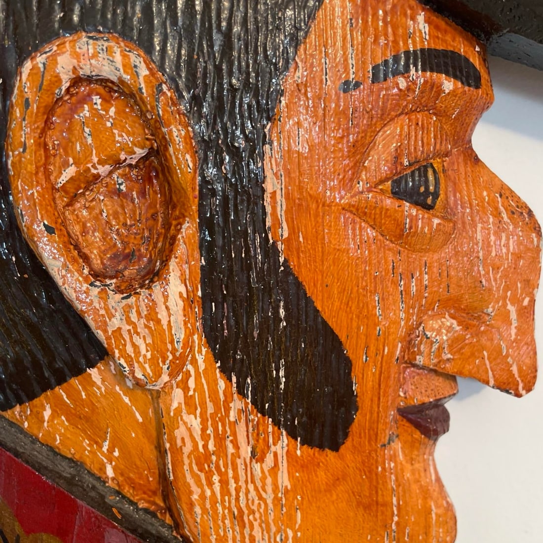 1960s Original Kentucky Folk Art Napoleon Wood Carving Primitive Wall Sculpture Americana - 7